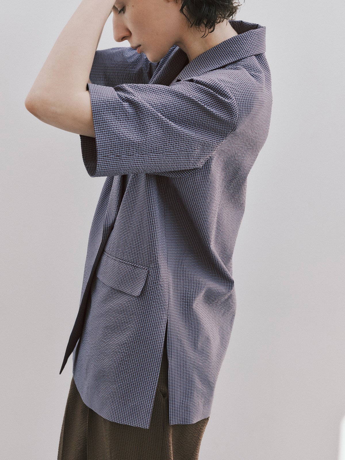 【SALE／50%OFF】SUIT SQUARE CIS. ダブルブレストジャケット 半袖 ウォッシャブル コットンサッカー スーツ スクエア スーツ・フォーマル スーツジャケット ブルー【送料無料】