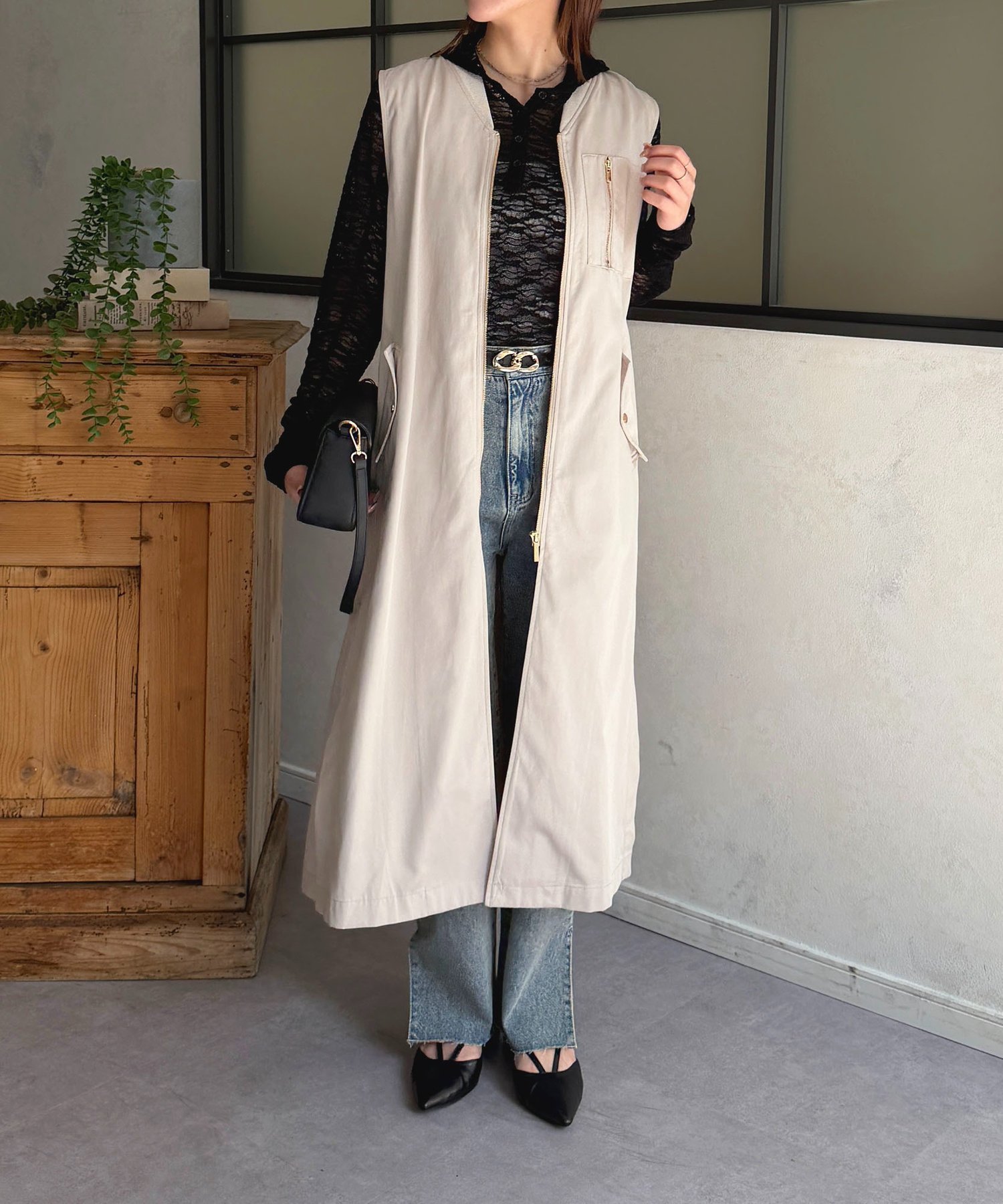 【SALE／45%OFF】Thevon. MA-1ロングジレ ゼヴォン ジャケット・アウター その他のジャケット・アウター カーキグリーン ホワイト ブラック【送料無料】