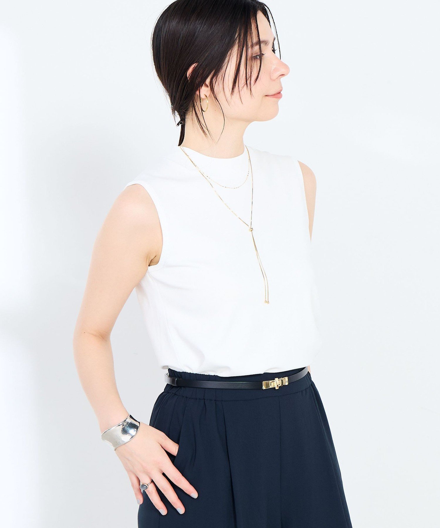 NOLLEY'S sophi 《手洗い可能》マルチファンクションハイネックノースリーブプルオーバー ノーリーズ トップス ニット オレンジ ホワイト カーキグリーン ブラック【送料無料】