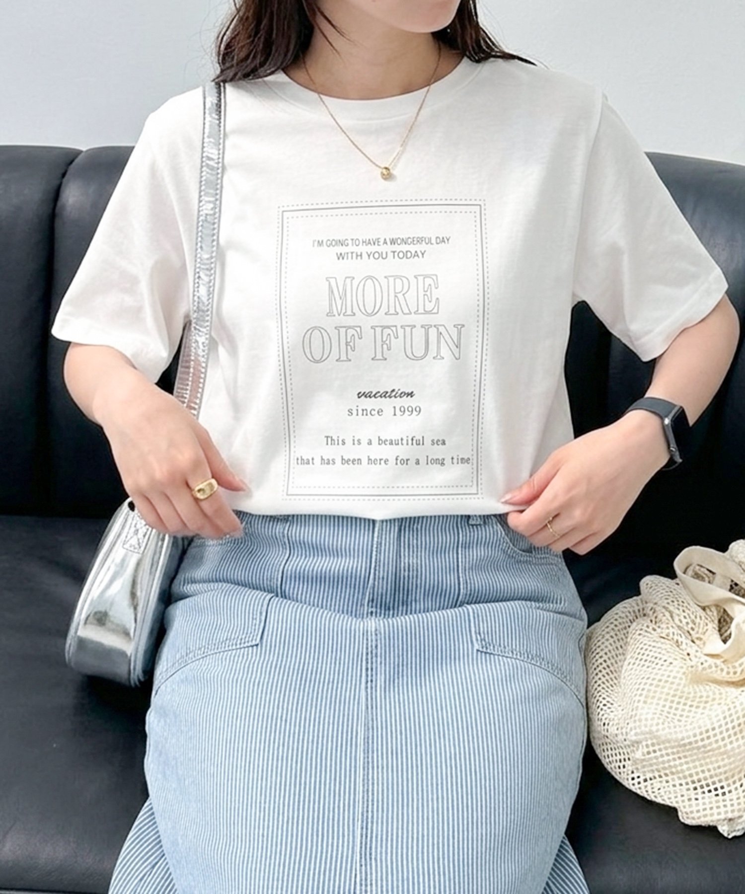 MARBLE WALTZ USAコットンプリント刺繍Tシャツ【接触冷感】 リベルモア トップス カットソー・Tシャツ グレー ブラック ホワイト ブラウン