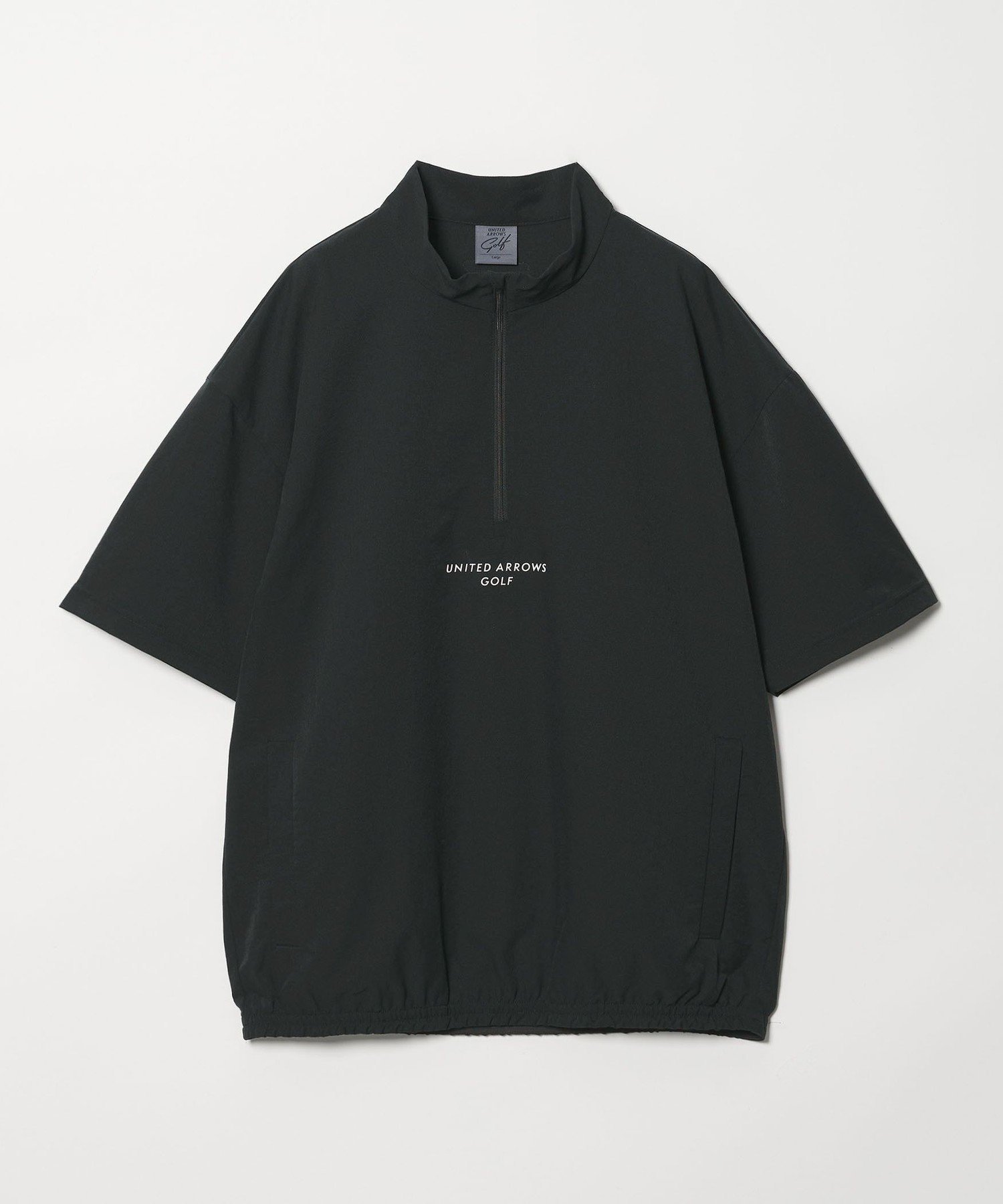UNITED ARROWS GOLF メンズ ミニリップ スタンドジップ ショートスリーブ プルオーバー 防しわ 2WAYストレッチ ユナイテッドアローズ トップス シャツ・ブラウス ブラック【送料無料】