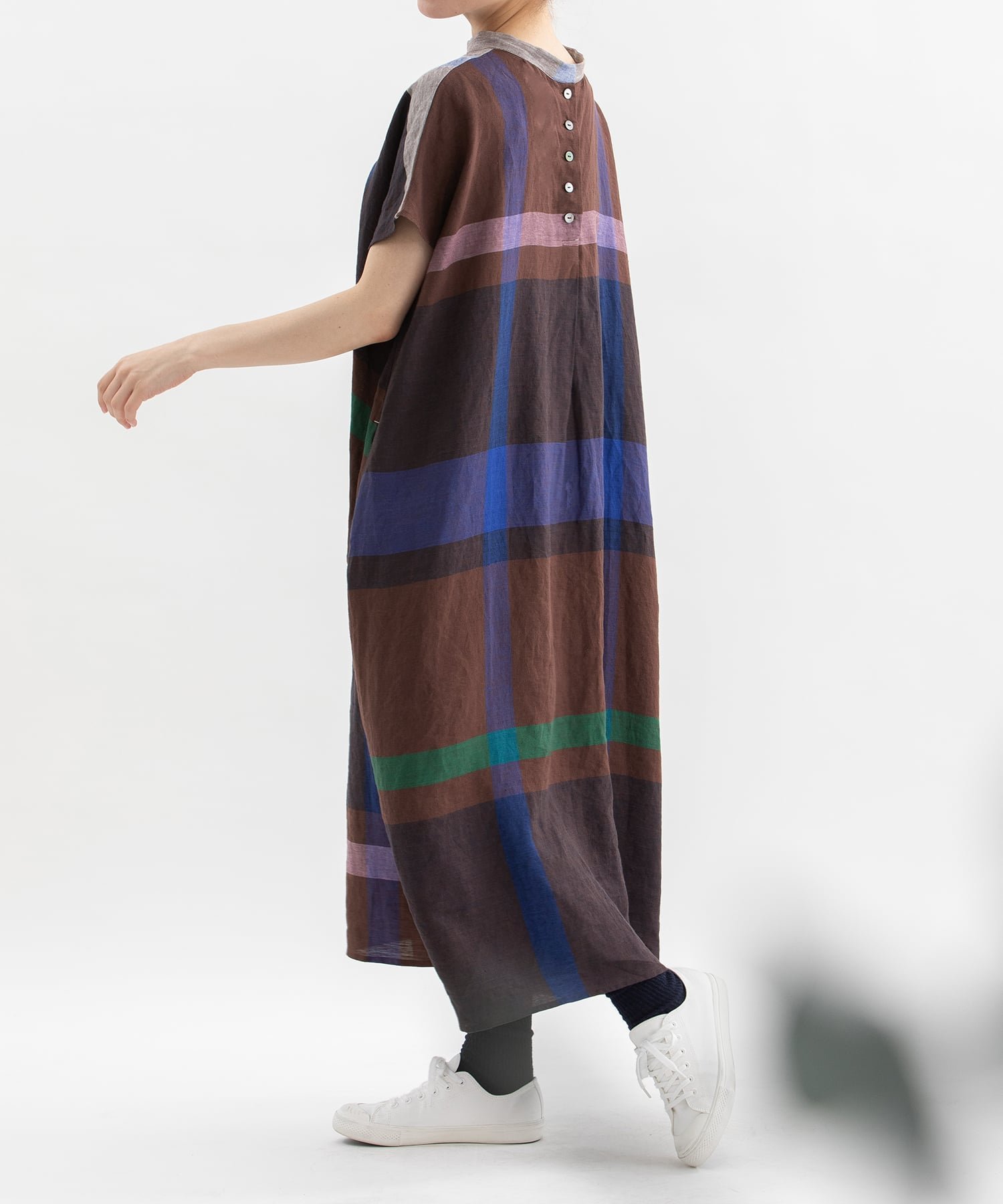 【SALE／10%OFF】nop de nod Cornetリネンパネルチェック2wayワンピース プードゥードゥー ワンピース・ドレス ワンピース グレー ピンク ブラウン【送料無料】