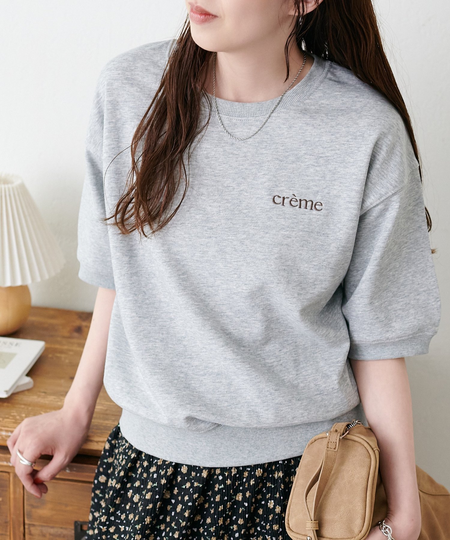 Discoat ミニ裏毛ロゴ半袖スウェット ディスコート トップス カットソー Tシャツ ブラック ホワイト グレー【送料無料】