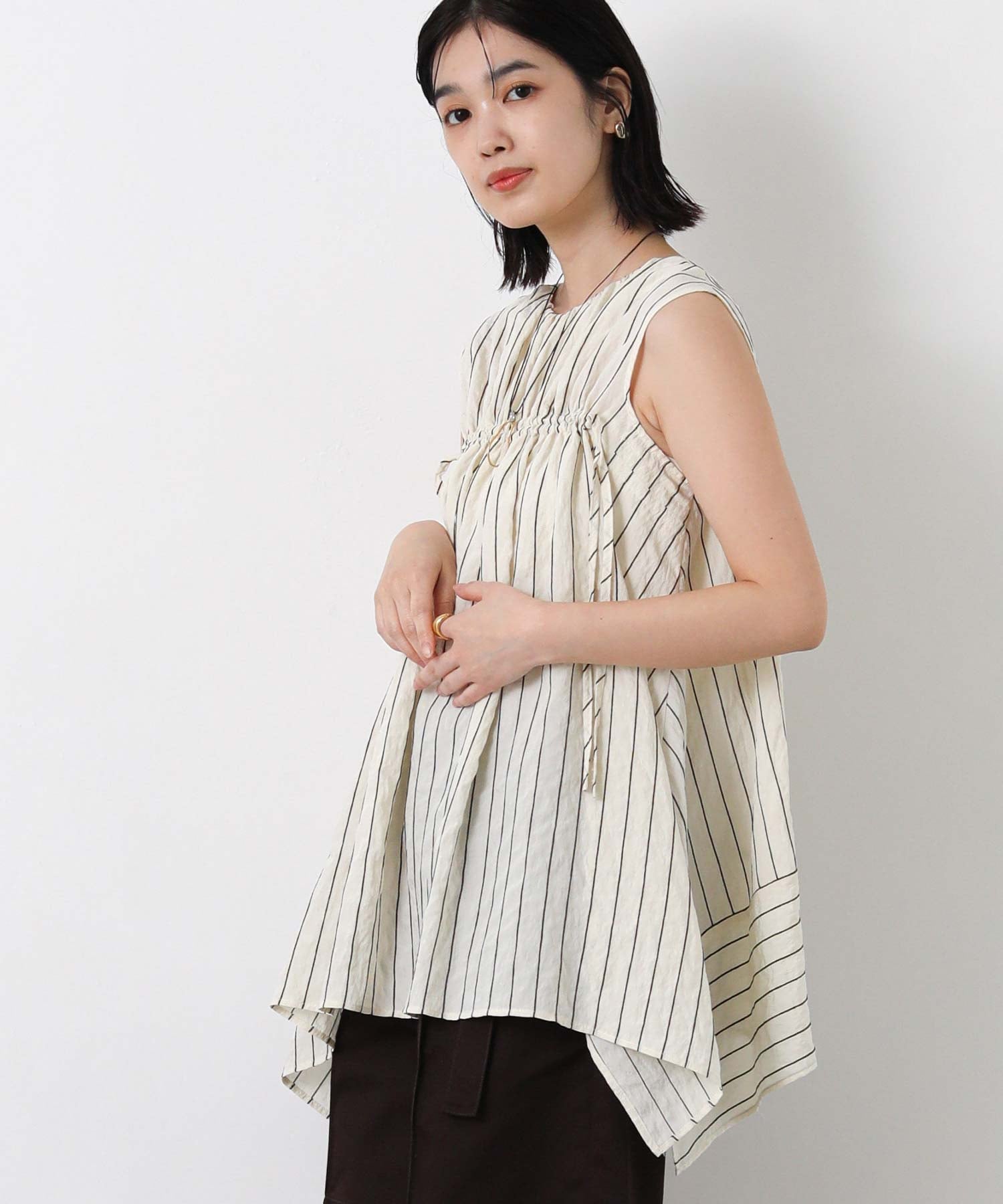 Gready Brilliant/(W)2_STPフレア2WAY グレディブリリアン トップス シャツ・ブラウス ベージュ ブルー