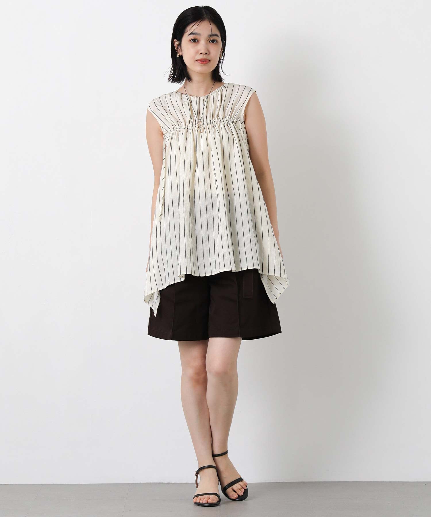 Gready Brilliant/(W)2_STPフレア2WAY グレディブリリアン トップス シャツ・ブラウス ベージュ ブルー