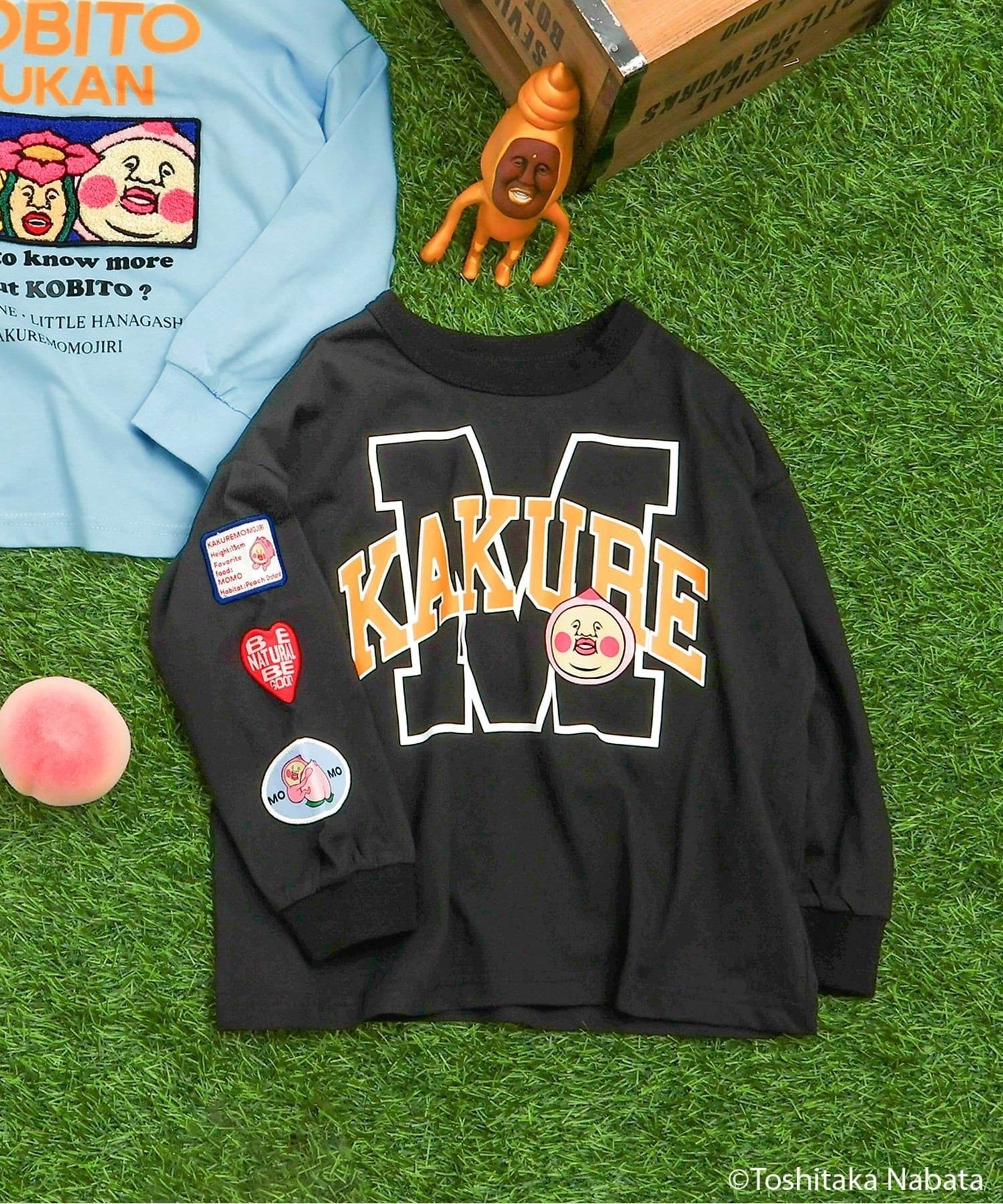 BREEZE こびとづかん ワッペン長袖Tシャツ エフオーオンラインストア トップス カットソー・Tシャツ ブラック ブルー