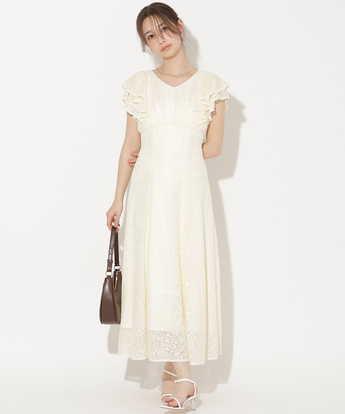 WILLSELECTION フリルスリーブフレアワンピース ウィルセレクション ワンピース・ドレス その他のワンピース・ドレス ブラック ブルー ネイビー ホワイト【送料無料】