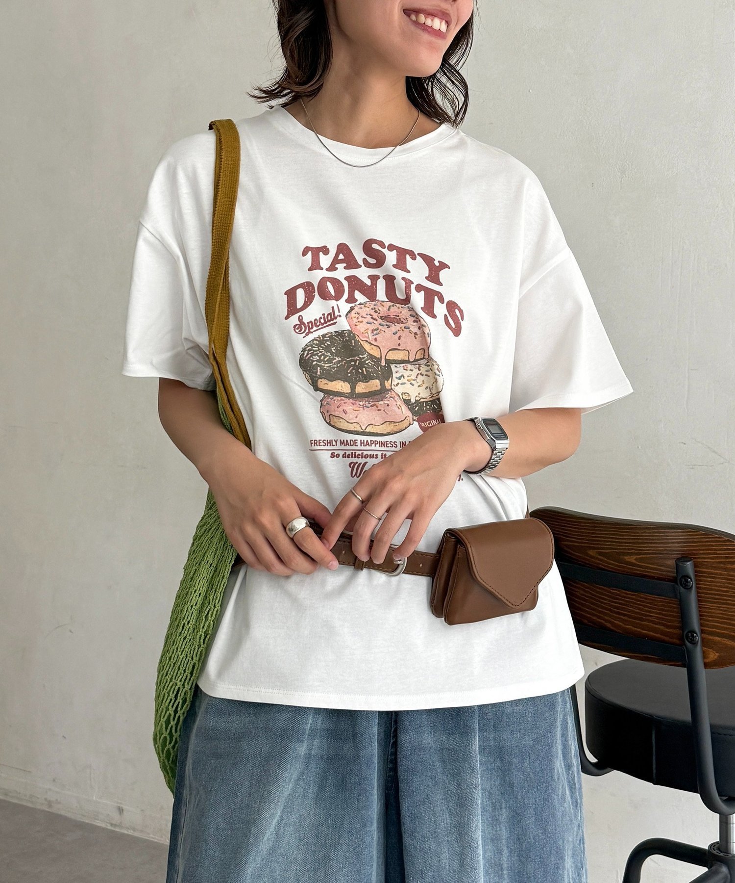 パウダー半袖T シーピーシーエム トップス カットソー・Tシャツ イエロー ピンク ネイビー ベージュ ホワイト グレー