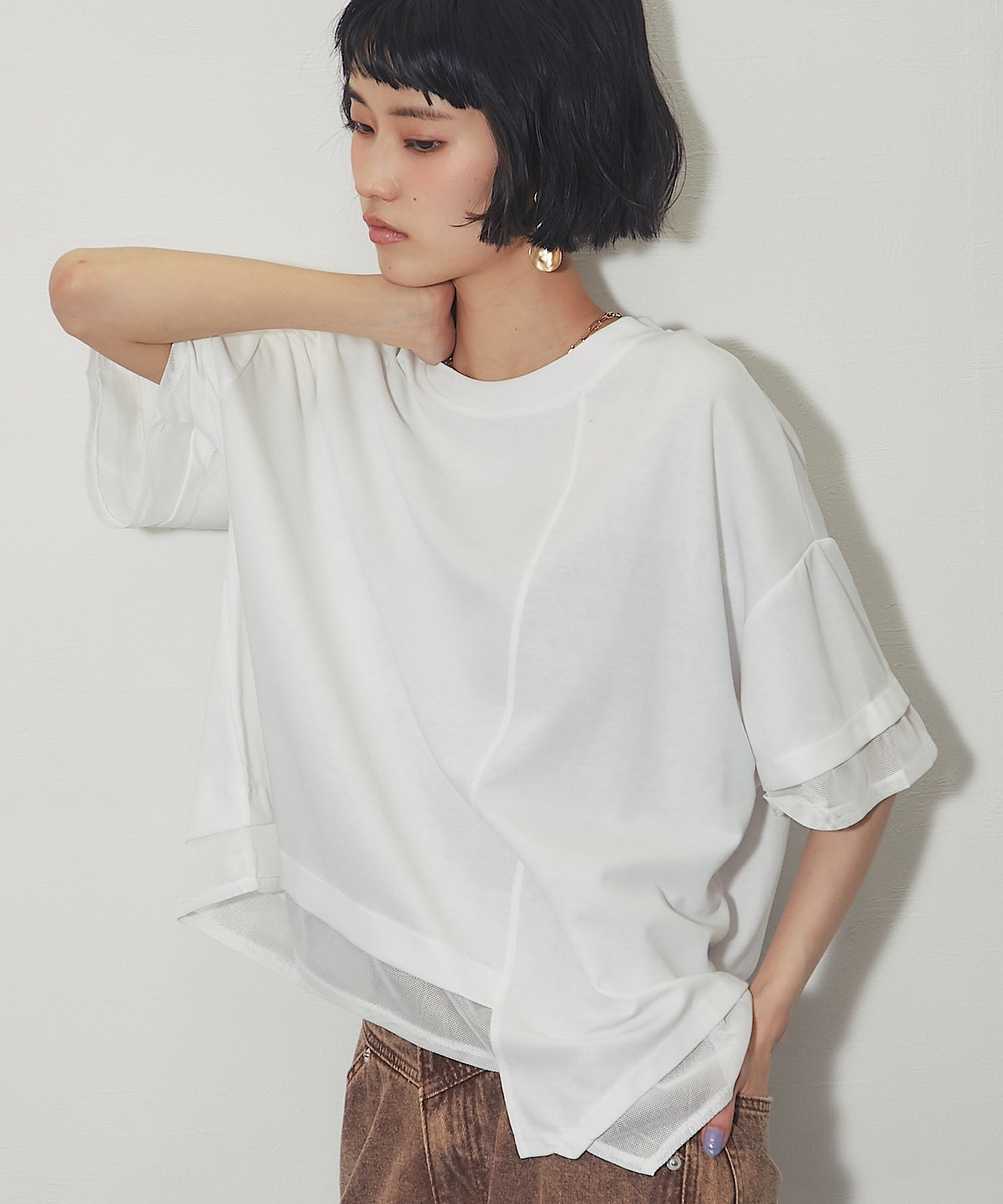 ANOTHER S ペプラムTシャツ スマイルオーキッド パンツ ジーンズ・デニムパンツ ホワイト ブラック