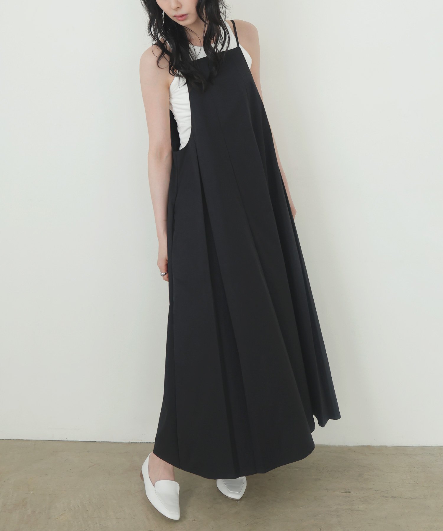 【SALE／15%OFF】LIAN プリーツデザインキャミワンピース リアン ワンピース・ドレス ワンピース ベージュ ブラック ブラウン【送料無料】