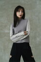 LEANN MOMENT Sleeve logo knit top リーンモーメント トップス ニット ブラック ブルー グレー【送料無料】 3