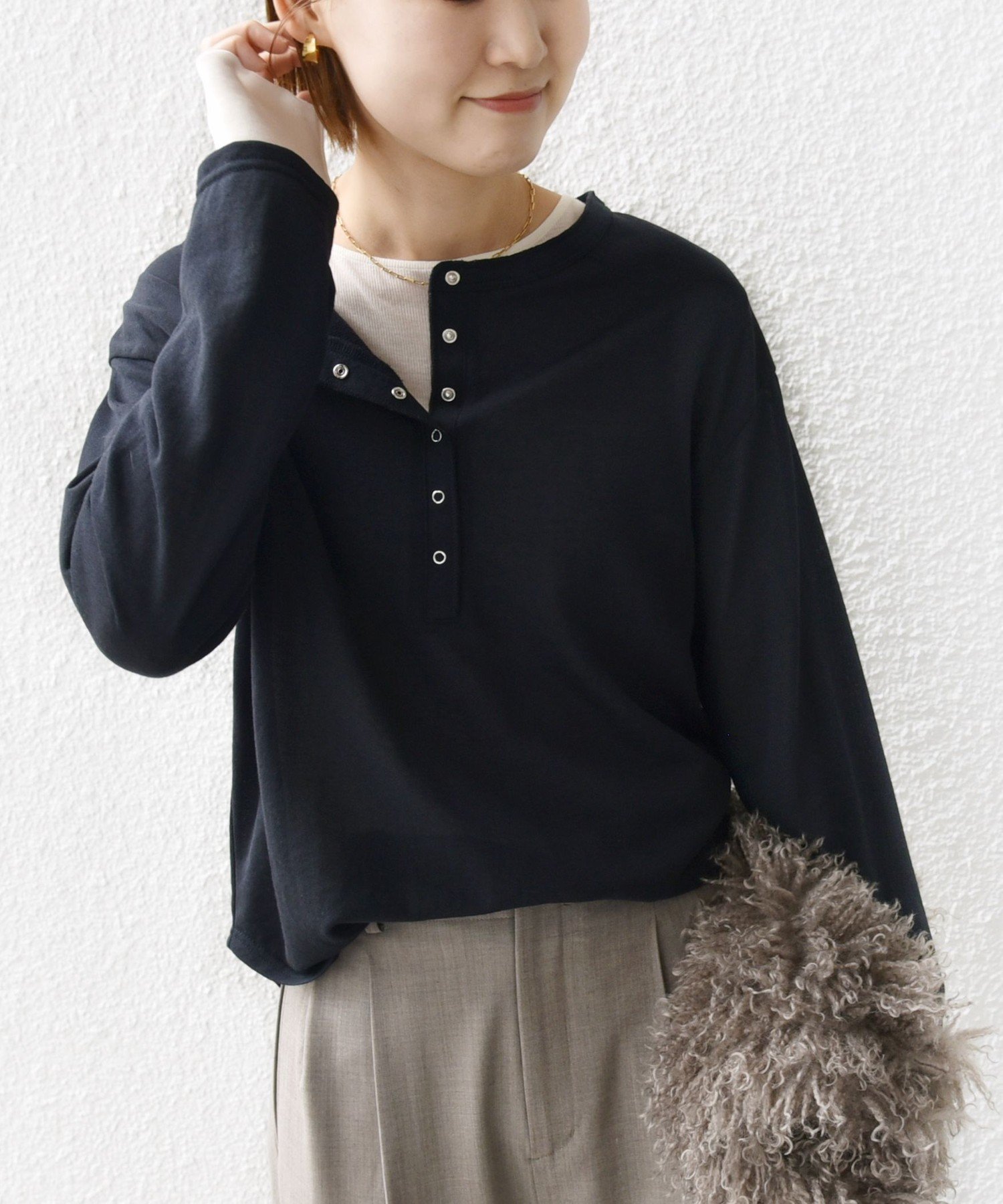 【SALE／45%OFF】SHIPS WOMEN ＜洗濯機可能＞シアー 裏毛 2WAY プルオーバー シップス トップス カットソー・Tシャツ レッド ネイビー ホワイト【送料無料】のサムネイル