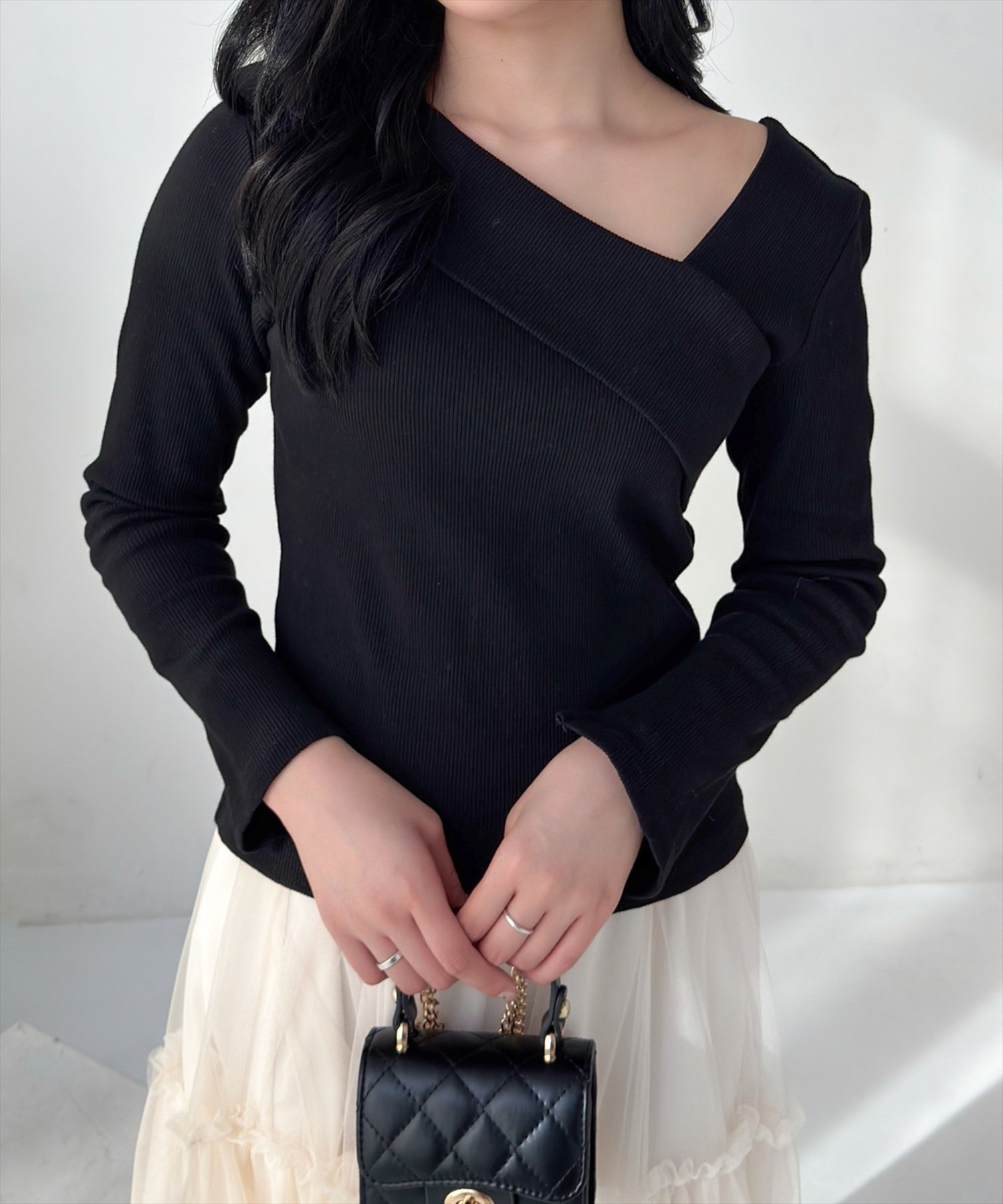 【SALE／5%OFF】clear 袖スリットクロスリブカットソー クリア トップス カットソー・Tシャツ グレー ブラック ピンクのサムネイル