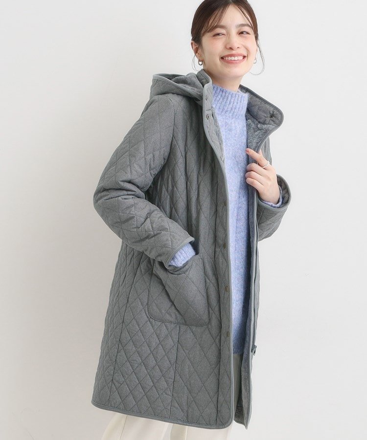 【SALE／10%OFF】SHOO・LA・RUE 【撥水/フード取り外し可】自然にくびれる あったかダイヤ柄キルトコート シューラルー ジャケット・アウター その他のジャケット・アウター ブラック グレー ベージュ【送料無料】