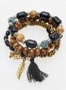 【SALE/30%OFF】チャイハネ エスニックビーズブレスレット4本セット アミナコレクション アクセサリー・腕時計 ブレスレット・バングル ブルー ブラック...