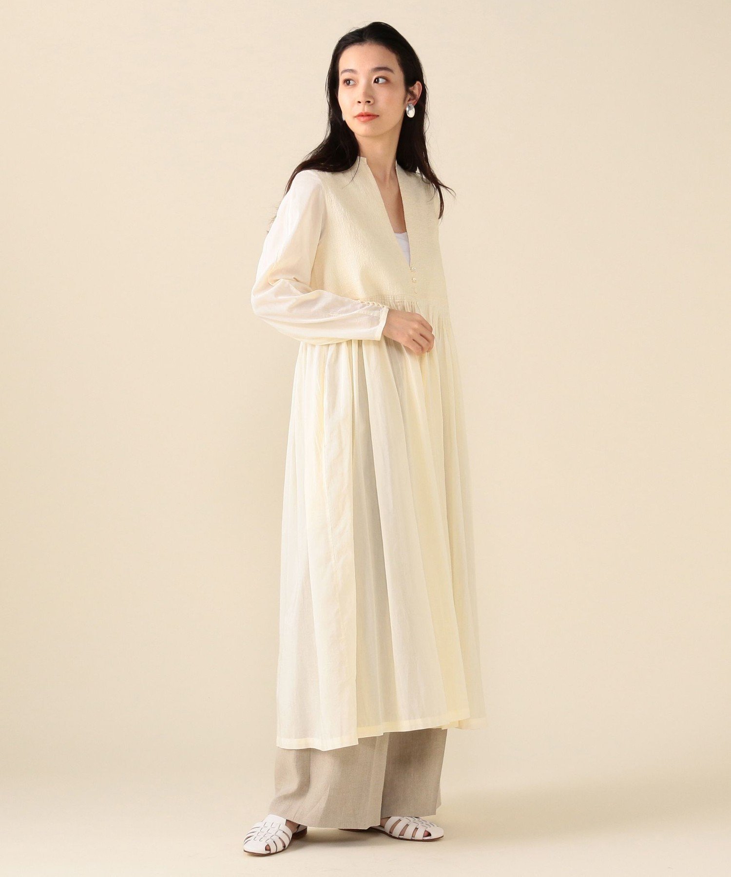 【SALE／50%OFF】Demi-Luxe BEAMS mala KALANCHOE / コットンシルク ガウン ワンピース ビームス アウトレット ワンピース・ドレス その他のワンピース・ドレス ホワイト【送料無料】のサムネイル