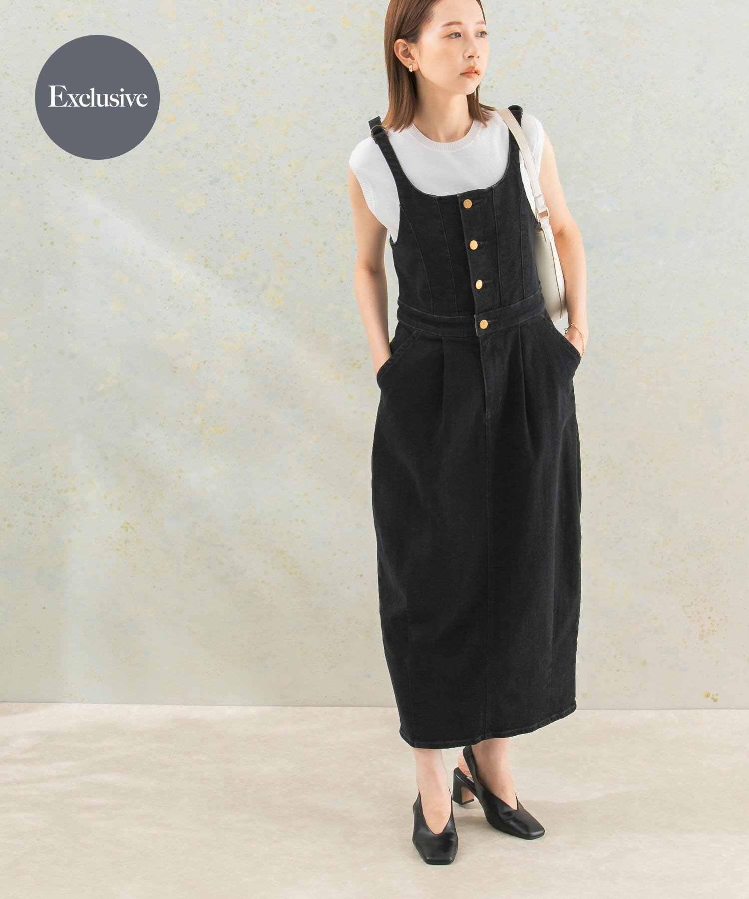 URBAN RESEARCH ROSSO 『別注』Lee*ROSSO BALOON DENIM DRESS アーバンリサーチロッソ ワンピース・ドレス ワンピース ブラック ブルー