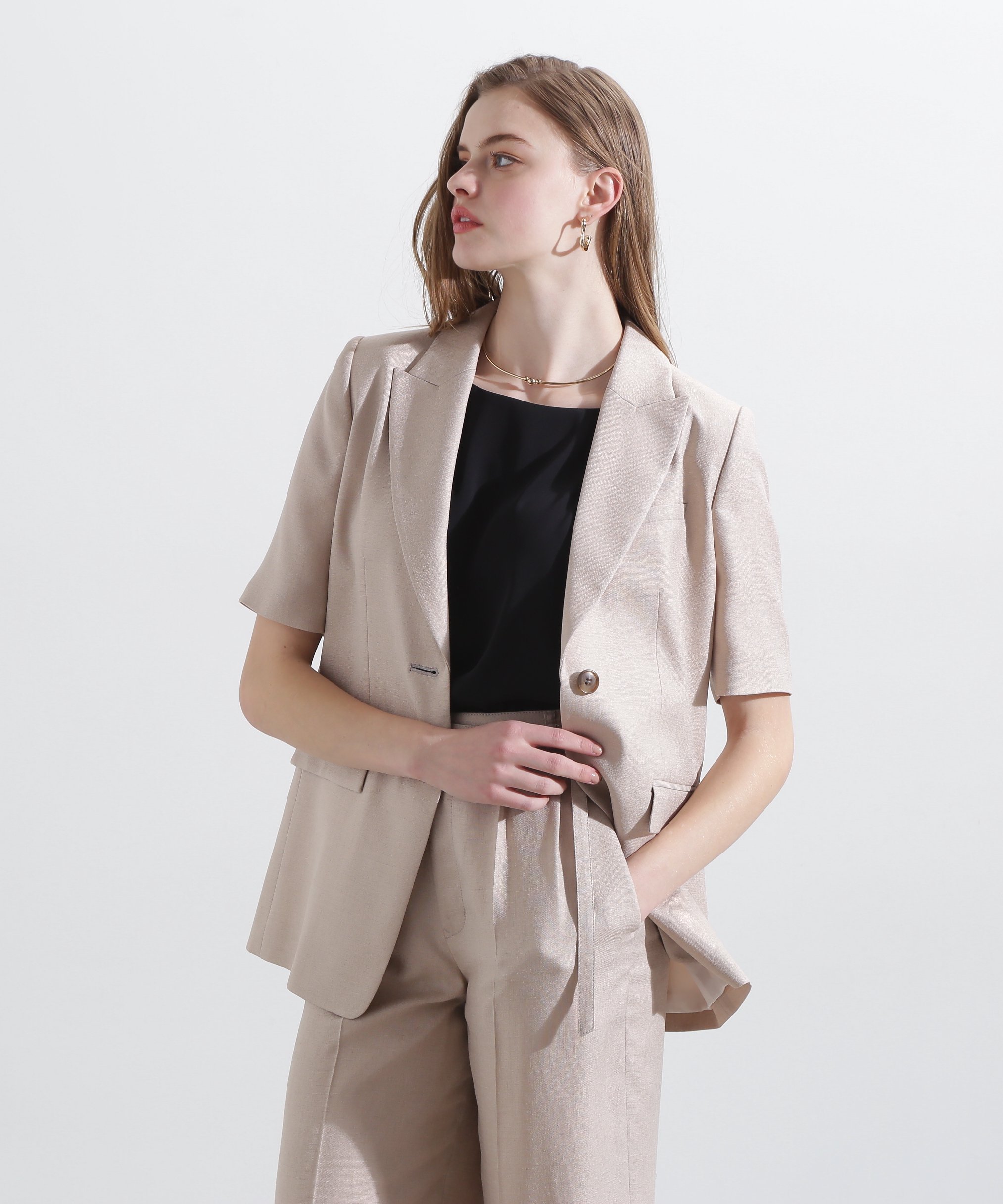 【SALE／40%OFF】PINKY&DIANNE ◆ハーフスリーブテーラードジャケット ピンキー アンド ダイアン ジャケット・アウター テーラードジャケット・ブレザー ピンク【送料無料】のサムネイル