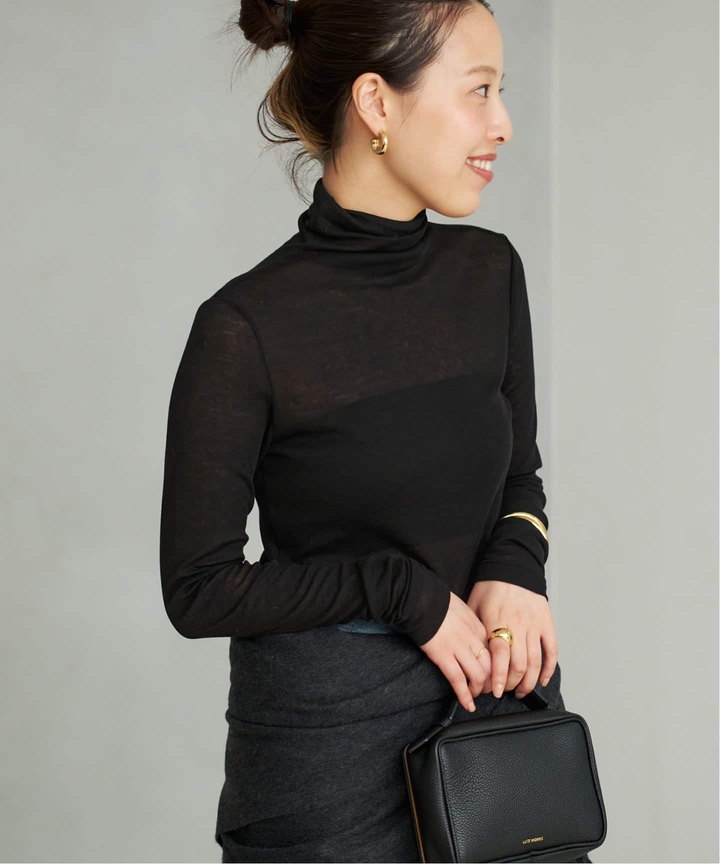 plage 《追加予約》Rib Sheer タートル プラージュ トップス カットソー・Tシャツ ホワイト ブラック ブラウン【送料無料】のサムネイル