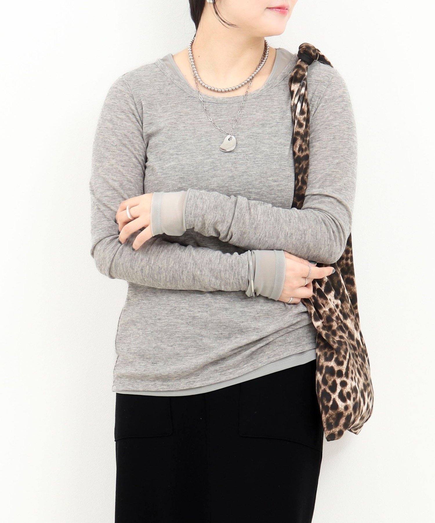 【SALE／30%OFF】MICO COULIER シアーフライス×チュールレイヤードプルオーバー ノーリーズ トップス カットソー・Tシャツ ベージュ