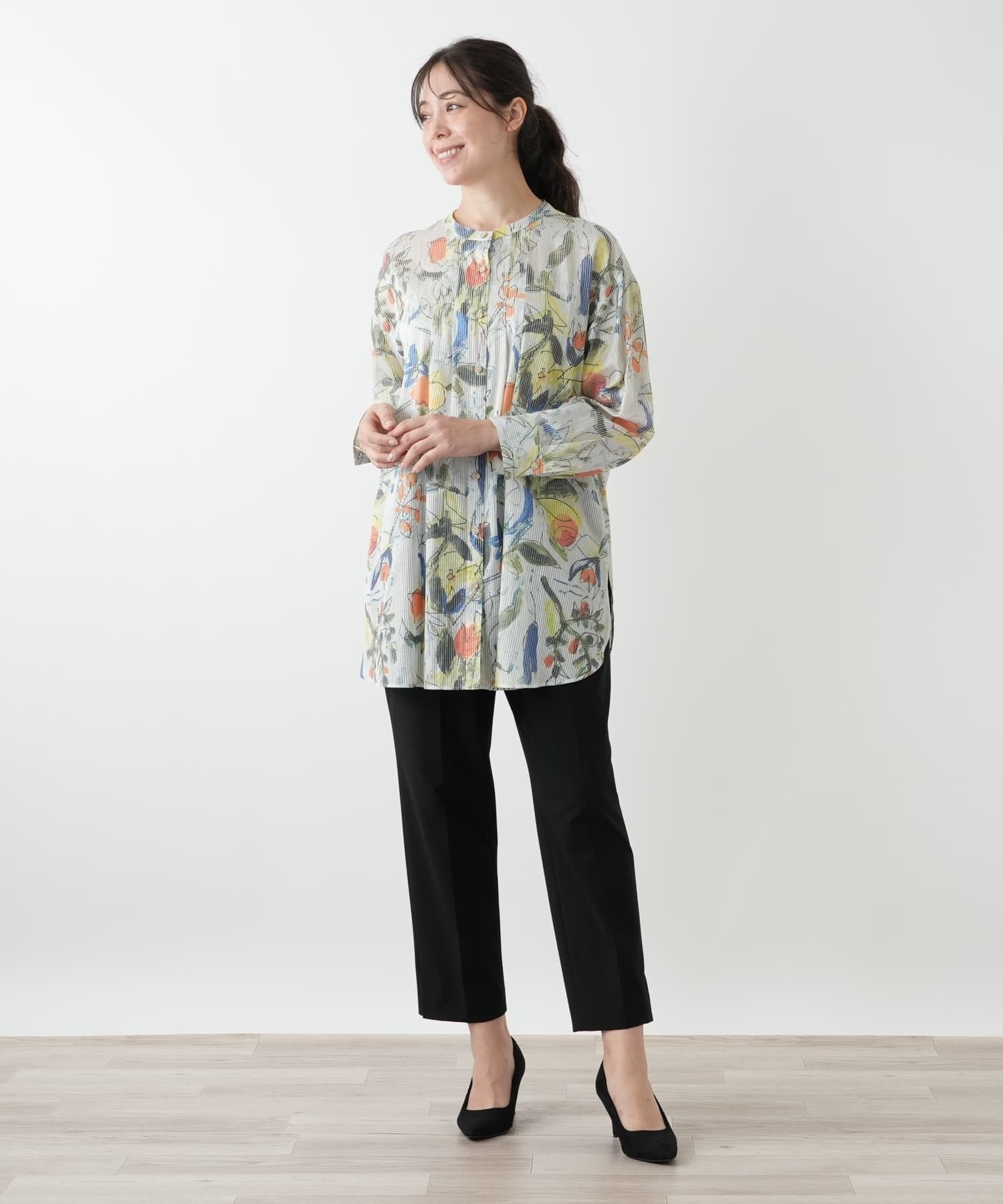 Leilian PLUS HOUSE プリントブラウス【MUSE BY ROCHAS Premiere】 レリアン プラスハウス トップス シャツ・ブラウス グリーン