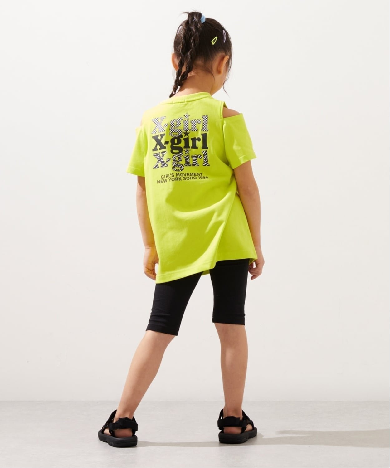 【SALE／30%OFF】X-girl Stages 【接触冷感】バックロゴ肩あきTワンピ+5分丈レギン...