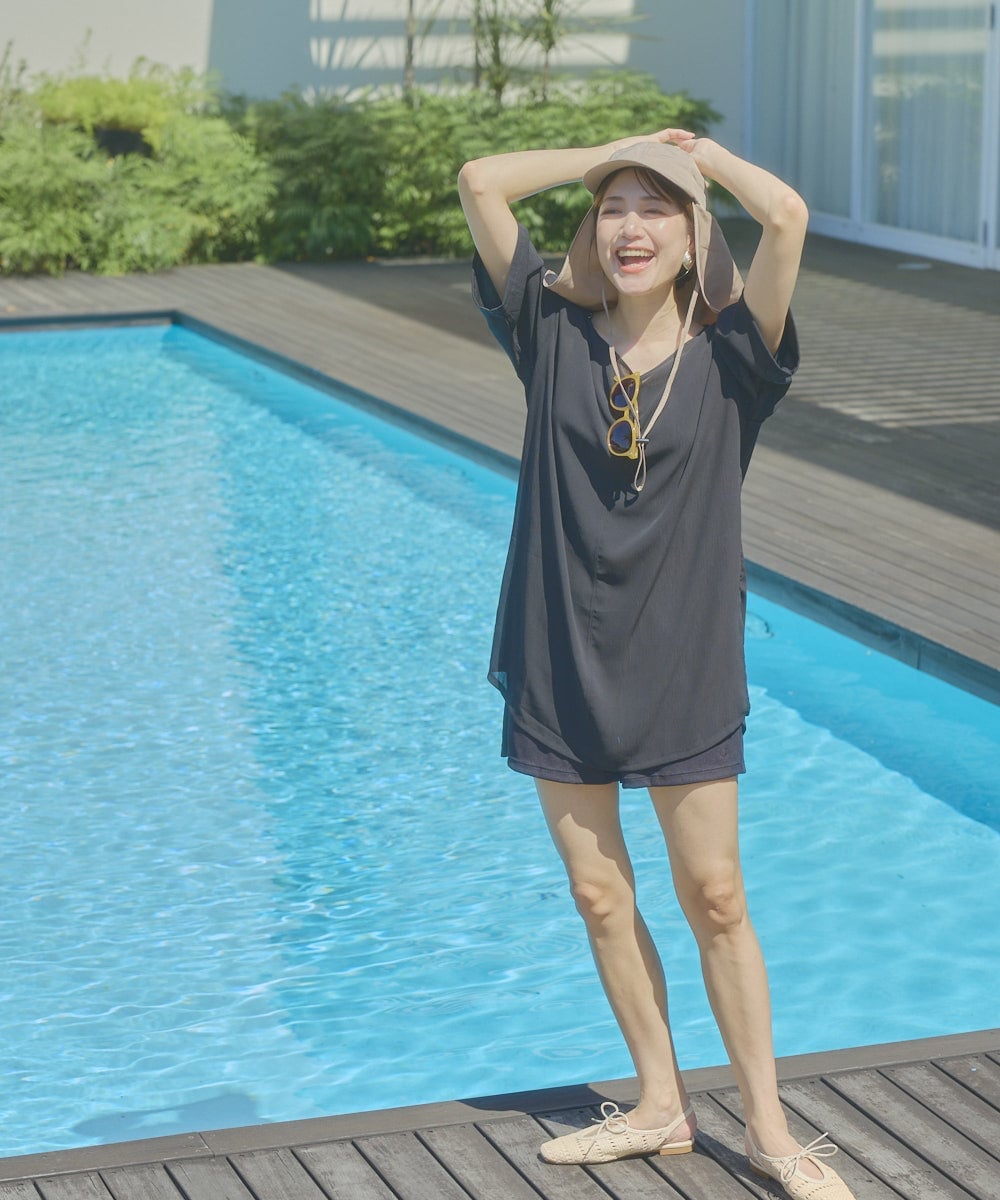 Ocean Pacific Ocean Pacific/(W)水陸両用シアーオーバーシャツ オーシャンパシフィック トップス シャツ・ブラウス ブラック ホワイト カーキグリーン