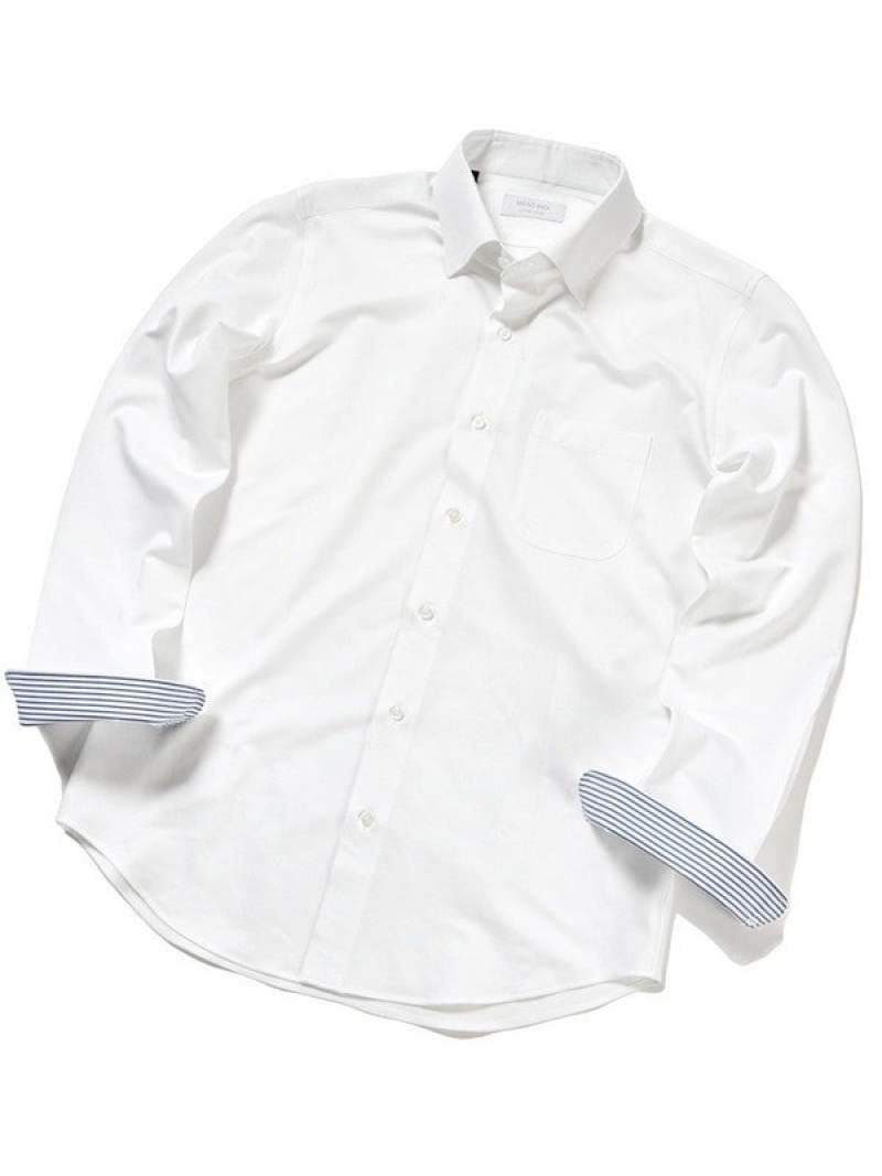 MEN'S BIGI KANEMASAツイルジャージドレスシャツ メンズ ビギ トップス シャツ・ブラウス ホワイト ネイビー