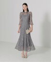 【SALE/5%OFF】Leja Leja/スパンコール花柄刺繍デコルテカットドレス レジャ ワンピース・ドレス ドレス グレー グリーン【送料無料】