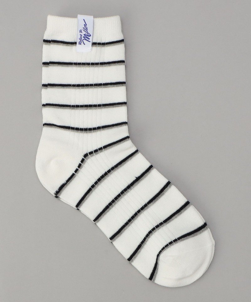 coen Robert P.Miller(ロバートピーミラー)ボーダーソックス コーエン 靴下・レッグウェア 靴下 ブラック ホワイト オレンジ