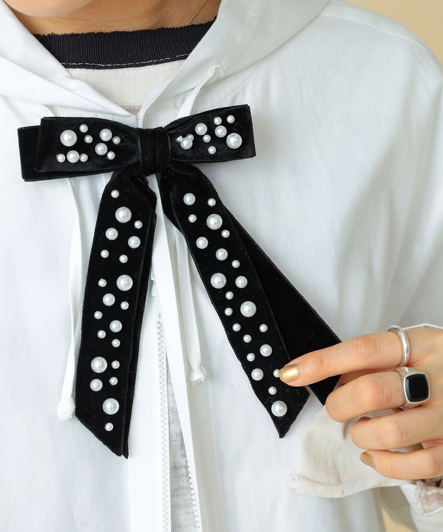 【SALE／30%OFF】BEAMS BOY maturely / パール ベルベット リボン クリップ ギフト プレゼント ビームス ウイメン アクセサリー・腕時計 その他のアクセサリー・腕時計 ブラック ホワイト