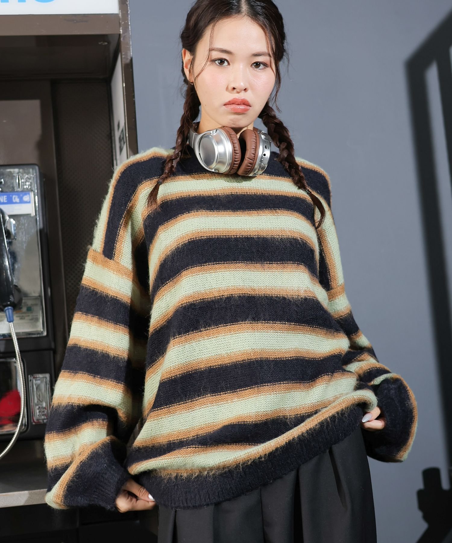 【SALE／44%OFF】PAGEBOYLIM 【PBLIM】カラーボーダーニット ページボーイ トップス ニット レッド グリーン ブルー【送料無料】のサムネイル