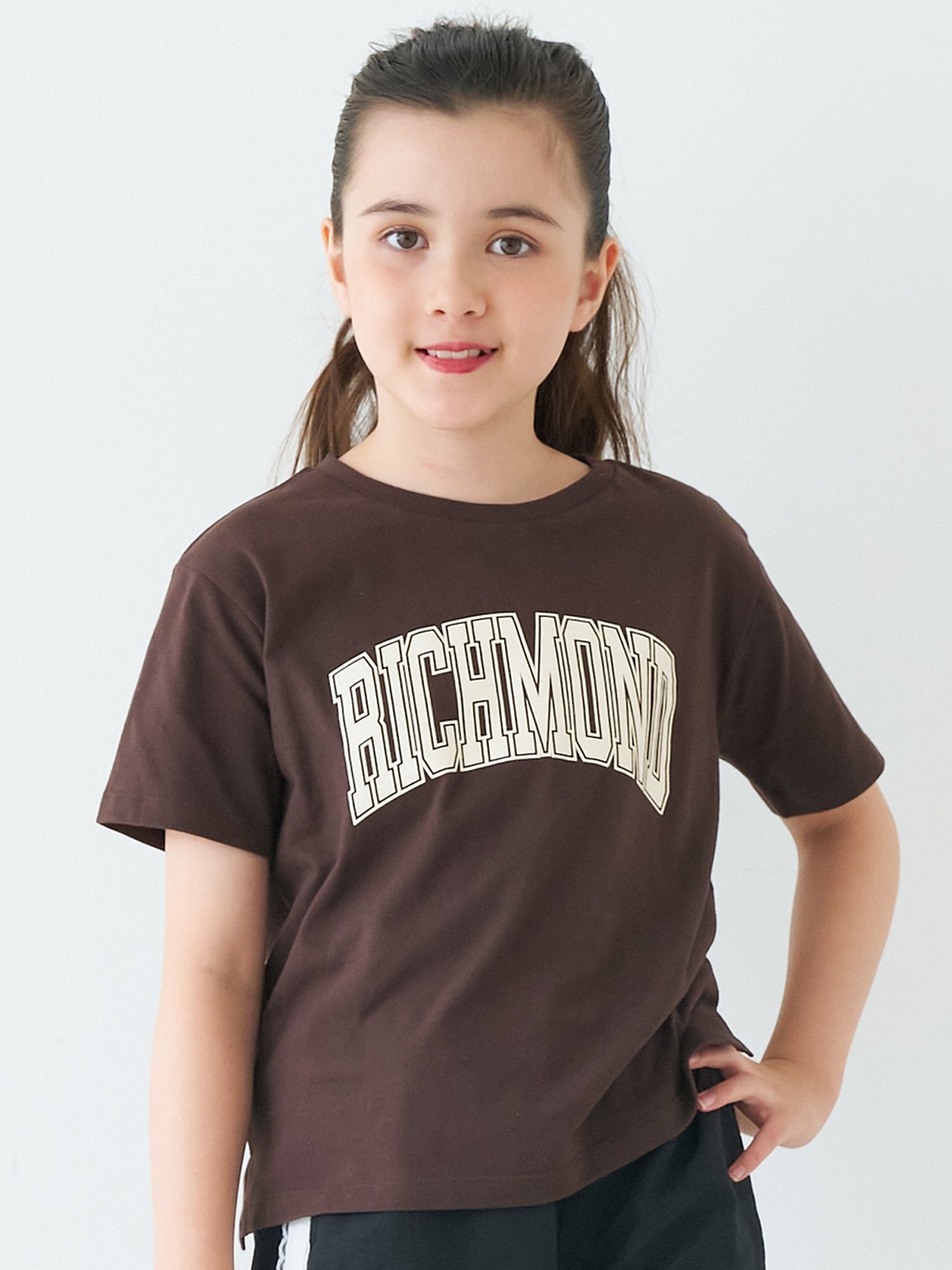 【SALE／87%OFF】coca キッズ 親子お揃いサイドスリットプリントTシャツ コカ トップス カットソー・Tシャツ ネイビー ホワイト ブラウン ワインレッド