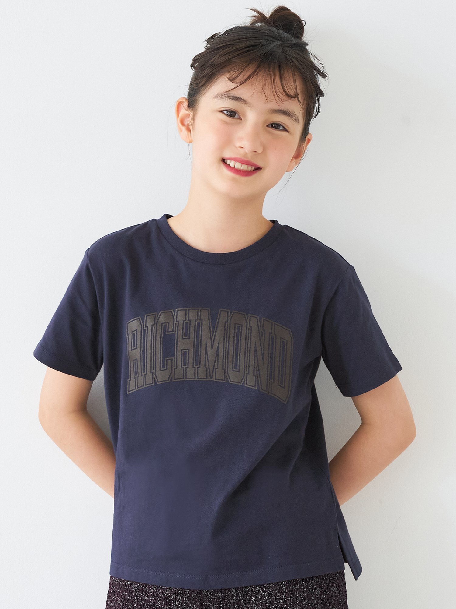 【SALE／87%OFF】coca キッズ 親子お揃いサイドスリットプリントTシャツ コカ トップス カットソー・Tシャツ ネイビー ホワイト ブラウン ワインレッド