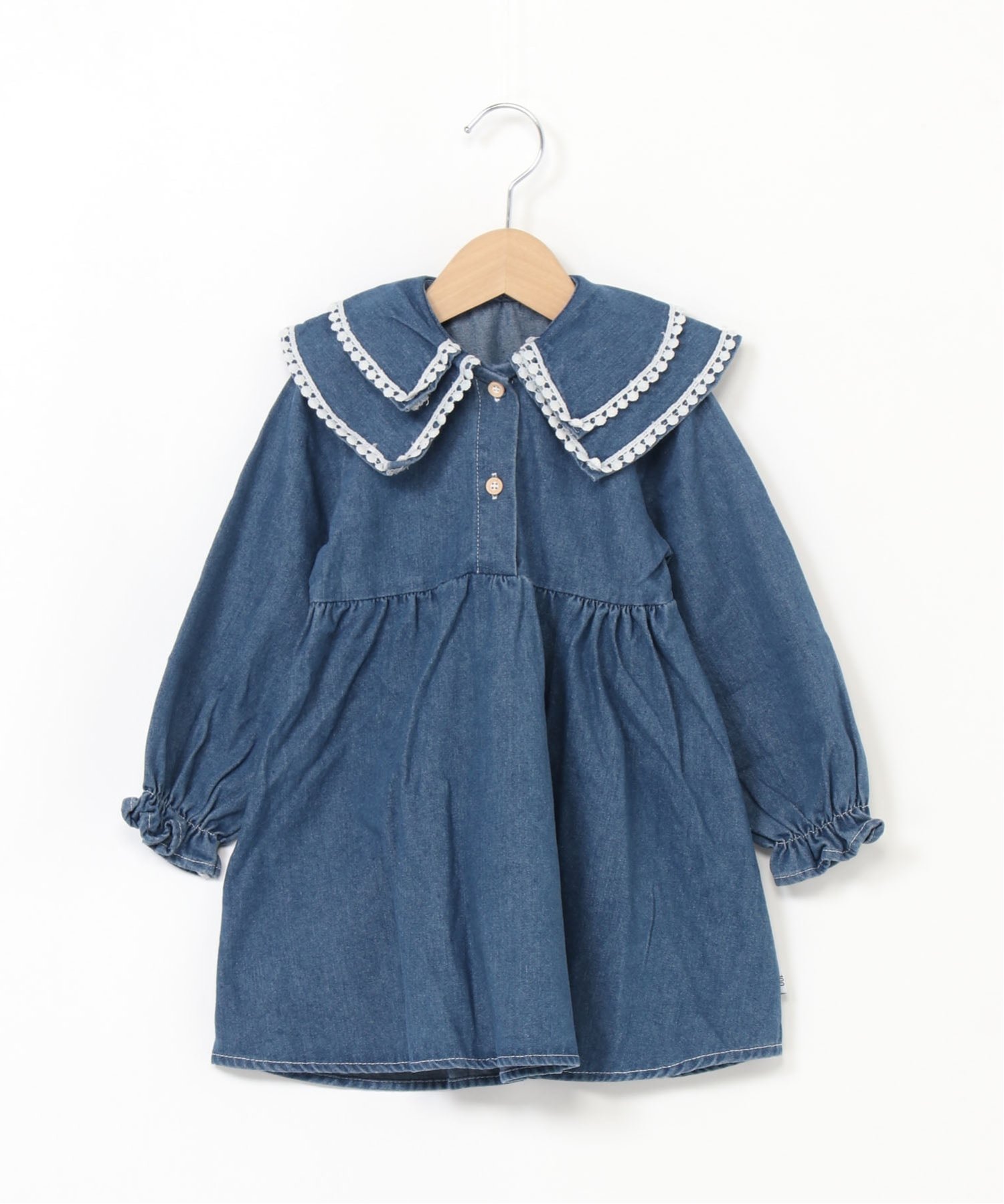 【SALE/20%OFF】FReePLACe FReePLACe/(K)キッズ デニム Aライン 襟 ワンピース ミニョントレフル ルームヨンマルサンセレクティッド ワンピース・ドレス ワンピース ブルー