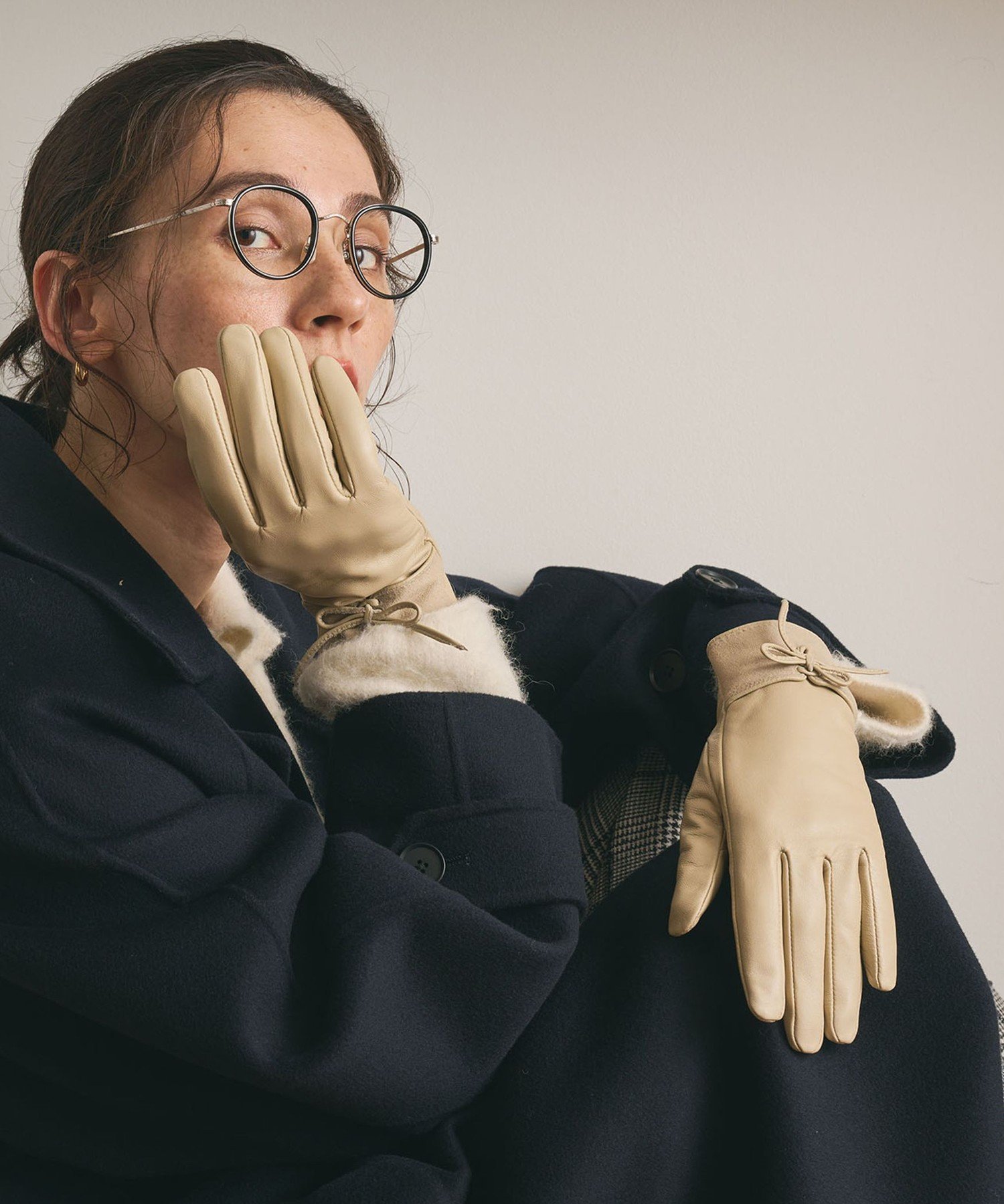 BEAUTY&YOUTH UNITED ARROWS レザー*スエード コンビ リボン グローブ ビューティー&ユース ユナイテッドアローズ ファッション雑貨 ...