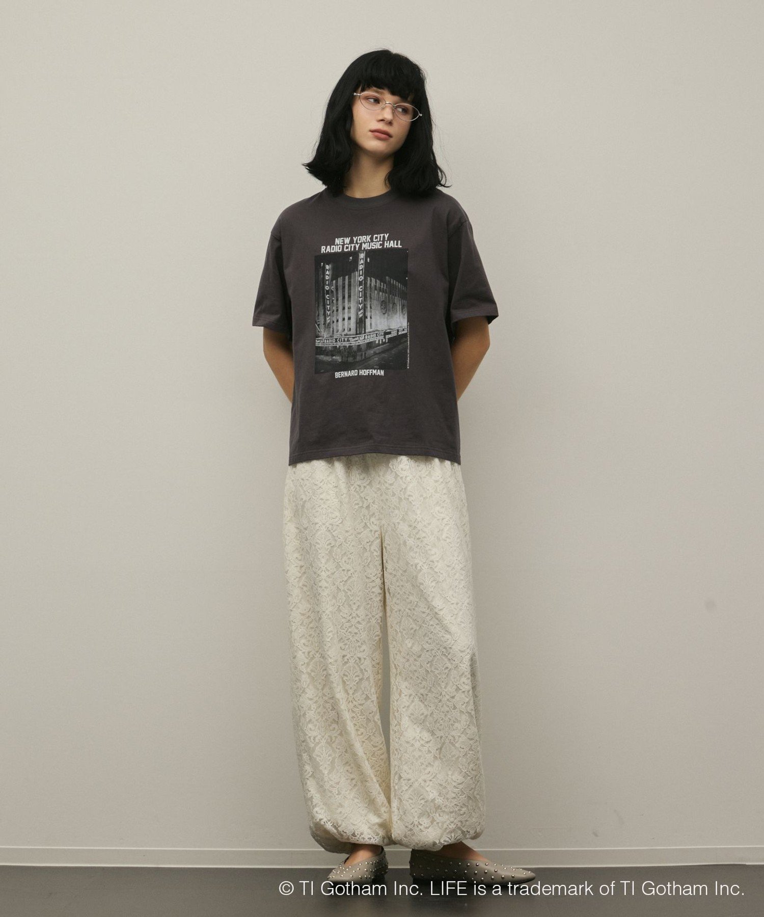 LIFE PICTURE COLLECTION photo Tシャツ グレースコンチネンタル トップス カットソー・Tシャツ ホワイト グレー