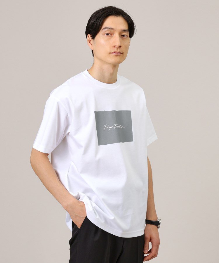 【SALE／10%OFF】TAKEO KIKUCHI 【日本製/プリントT】ラフタッチ ボックスプリント Tシャツ タケオキクチ トップス カットソー・Tシャツ ホワイト グレー ブラック【送料無料】