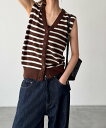 【SALE/30%OFF】El mar El mar ウール混Vネックニットベスト キャナルジーン トップス ベスト・ジレ グレー ブラウン【送料無料】