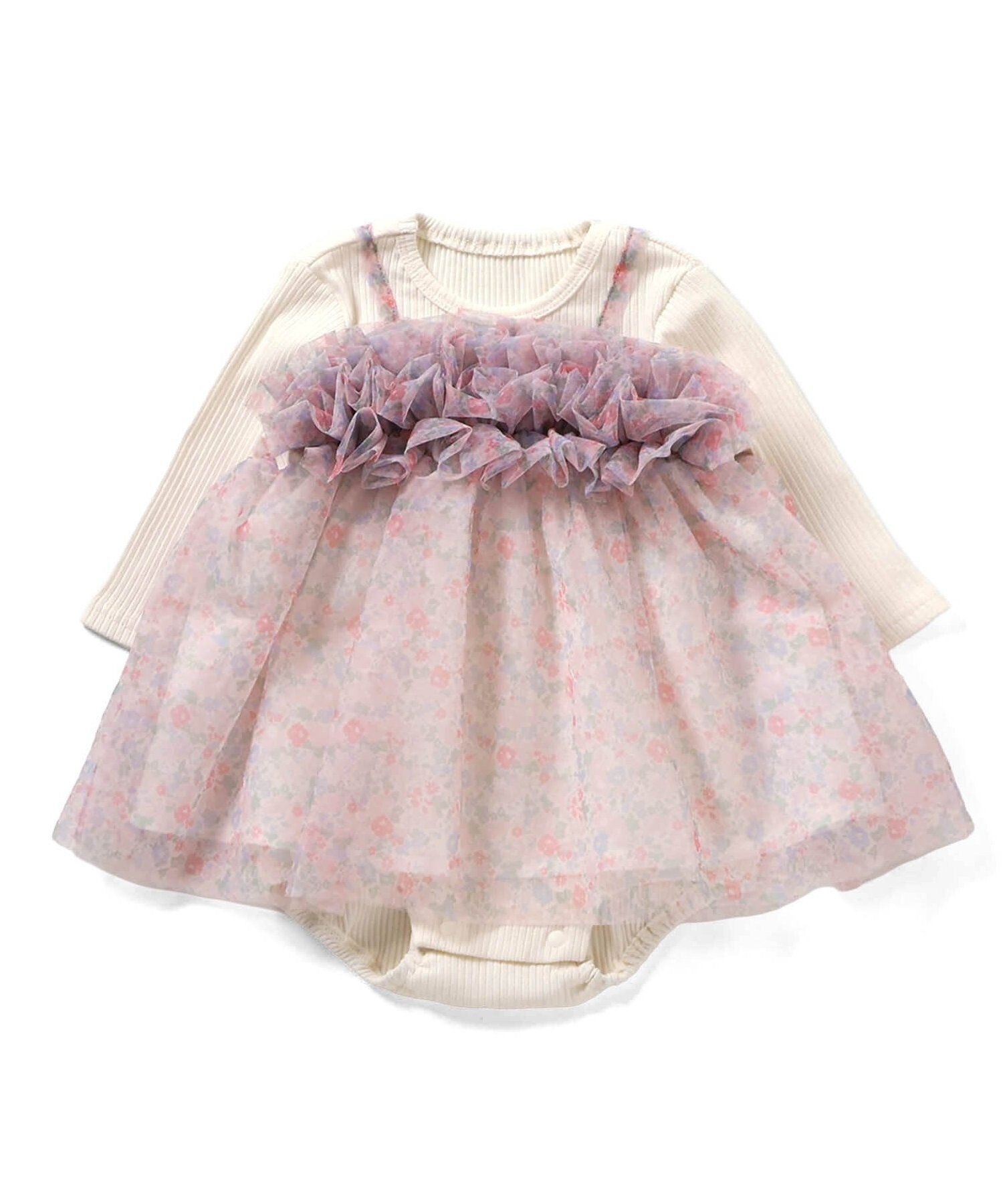 【SALE／60%OFF】apres les cours 花柄ボリュームチュールカバーオール エフオーオ...