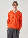 JOHN SMEDLEY Vネック長袖ニットプルオーバー | PACKHAM | 30G MODERN FIT ジョンスメドレー トップス ニット オレンジ【送料無料】
