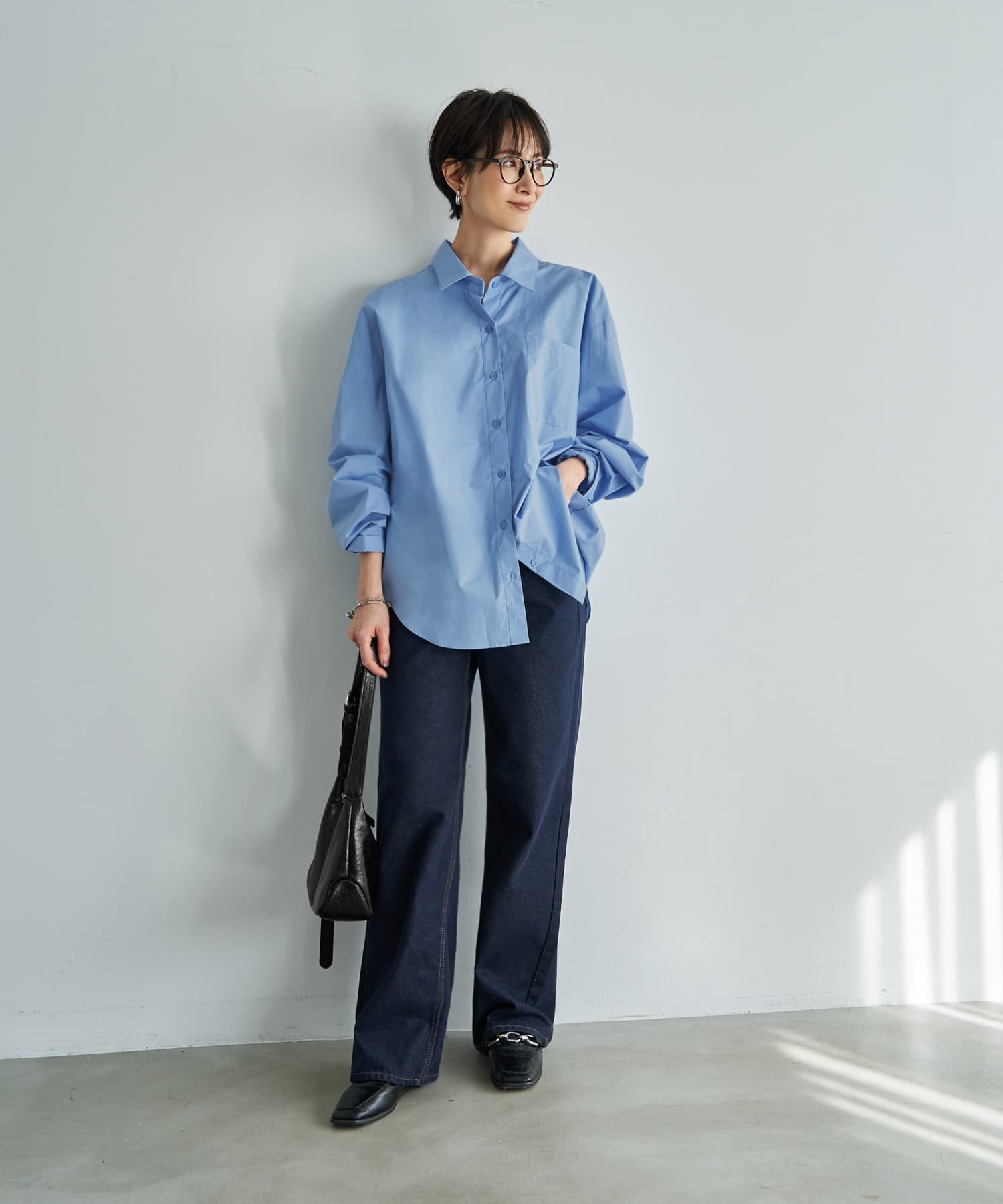 STYLE DELI ハリ感ゆったりBASICシャツ スタイルデリ トップス シャツ・ブラウス ホワイト