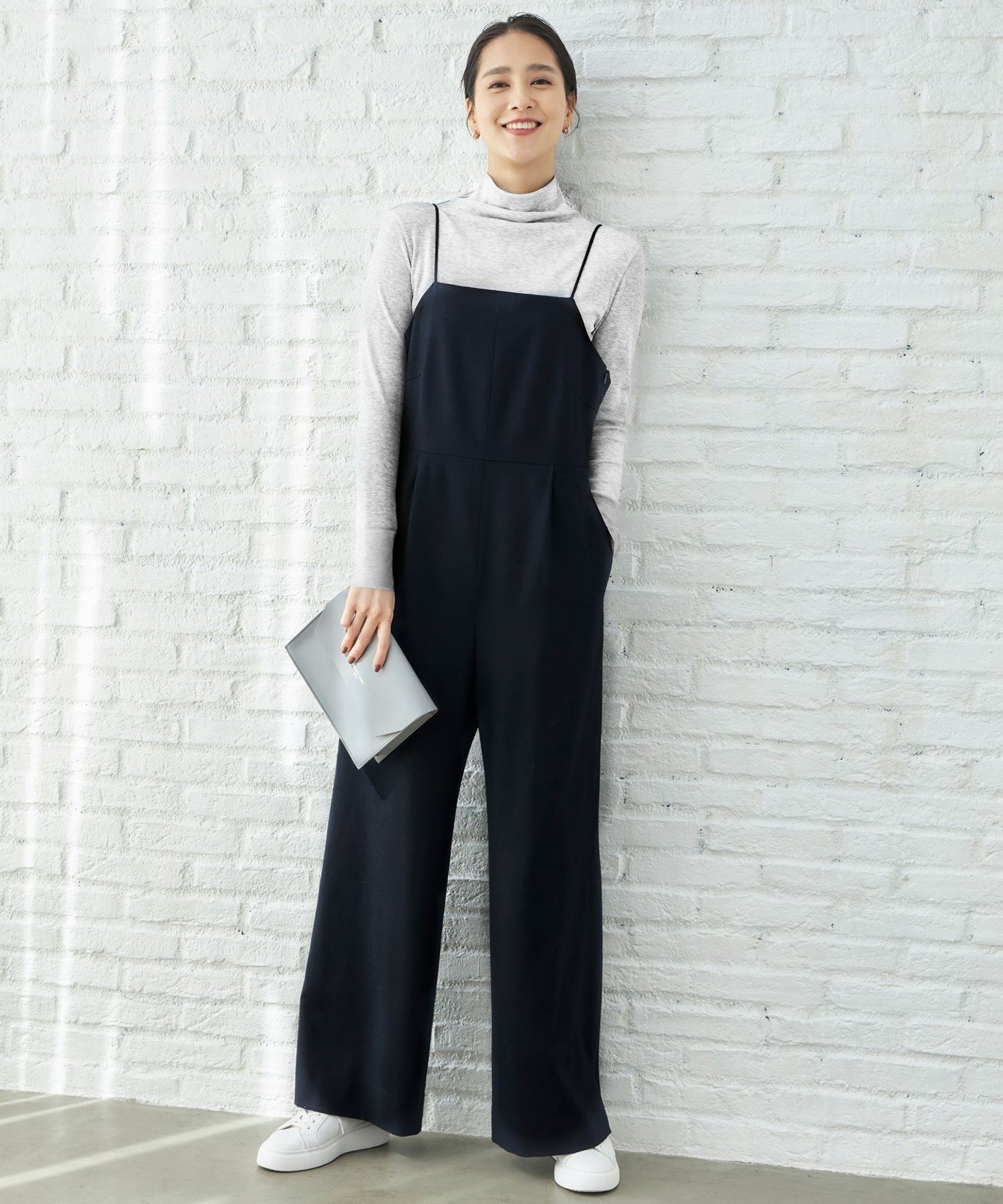 【SALE/30%OFF】自由区 L 【洗える】ウォッシャブルウールサキソニー コンビネゾン ジユウク オールインワン・オーバーオール その他のオールインワン・オーバーオール グレー ネイビー【送料無料】