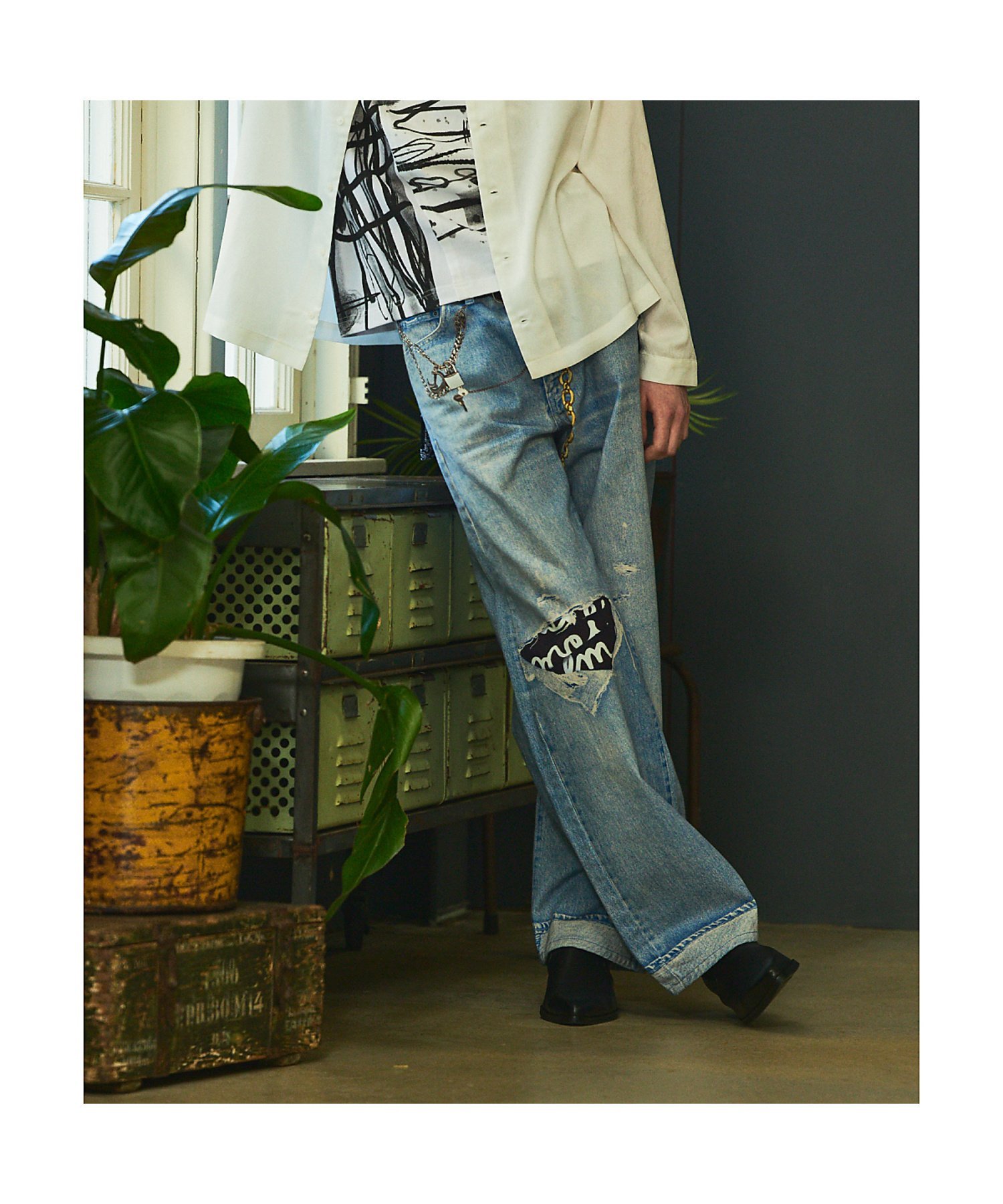 5351POUR LES HOMMES 【40周年】RYOYA スタイリング ワイド デニムパンツ ゴーサンゴーイチプールオム パンツ ジーンズ・デニムパンツ ブルー【送料無料】