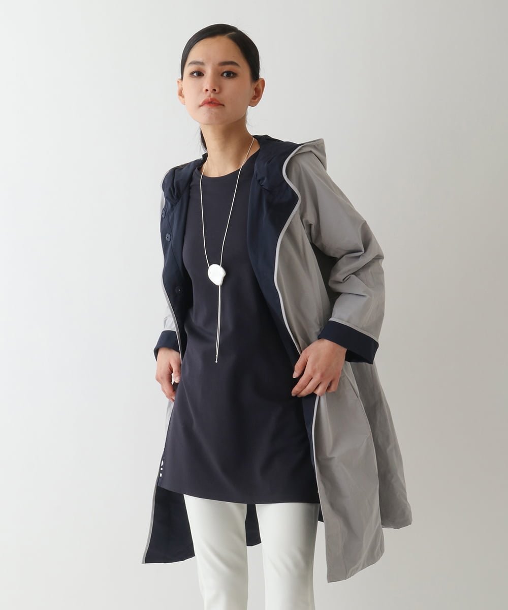 HIROKO BIS（小さいサイズ） 【小さいサイズ】リバーシブルタフタスプリングコート メゾンドゥサンク ジャケット・アウター その他のジャケット・アウター ネイビー ブラック