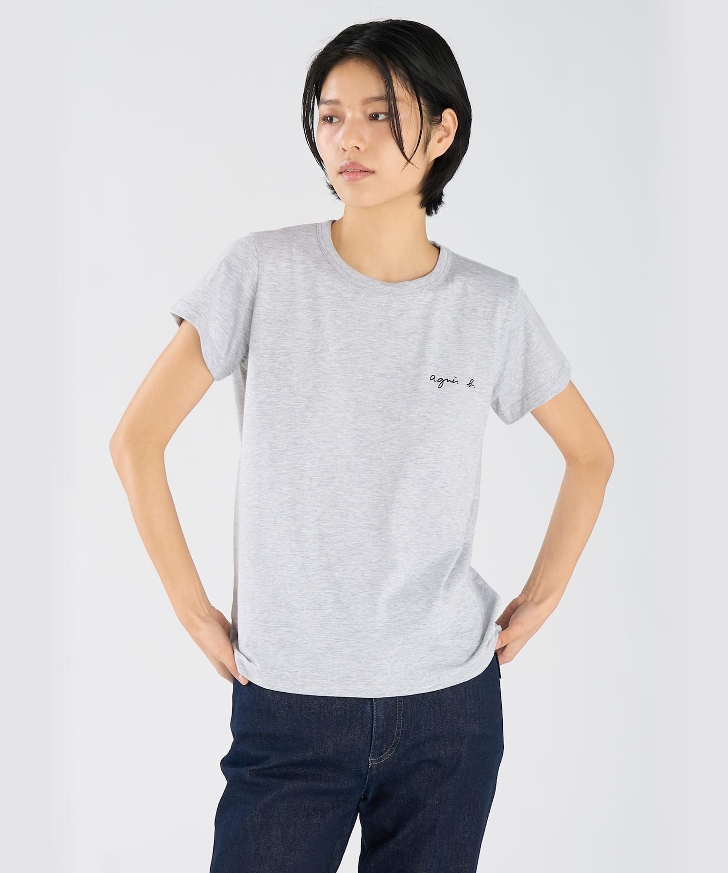 ロゴ プリント コットン 半袖 Tシャツ "Brando" アニエスベー トップス カットソー・Tシャツ グレー