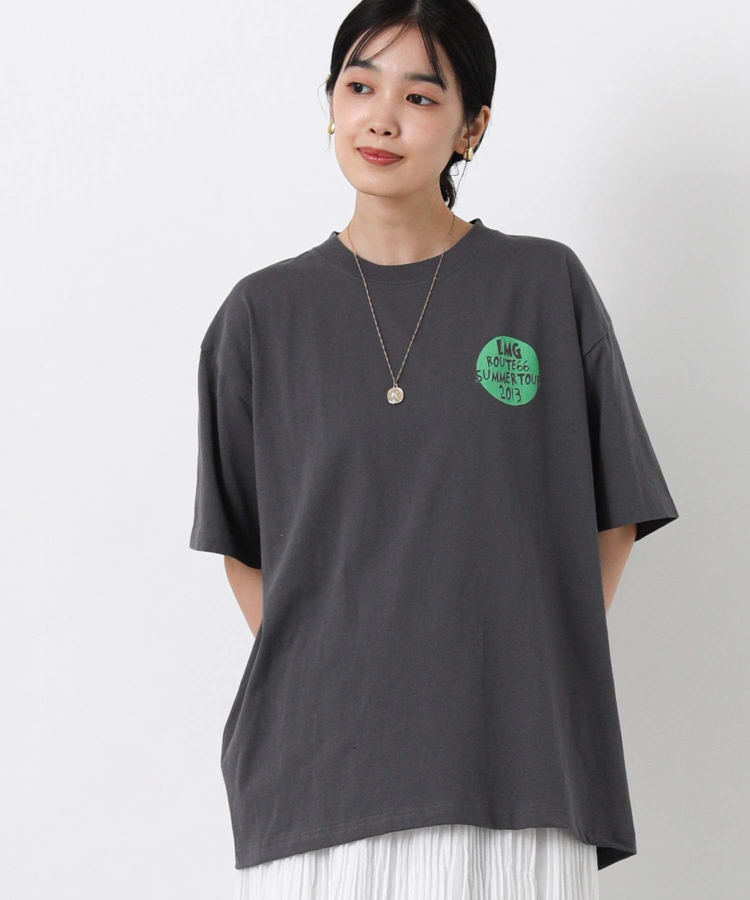 Gready Brilliant/(W)2_LMGツアーT_HS グレディブリリアン トップス カットソー・Tシャツ ピンク グレー