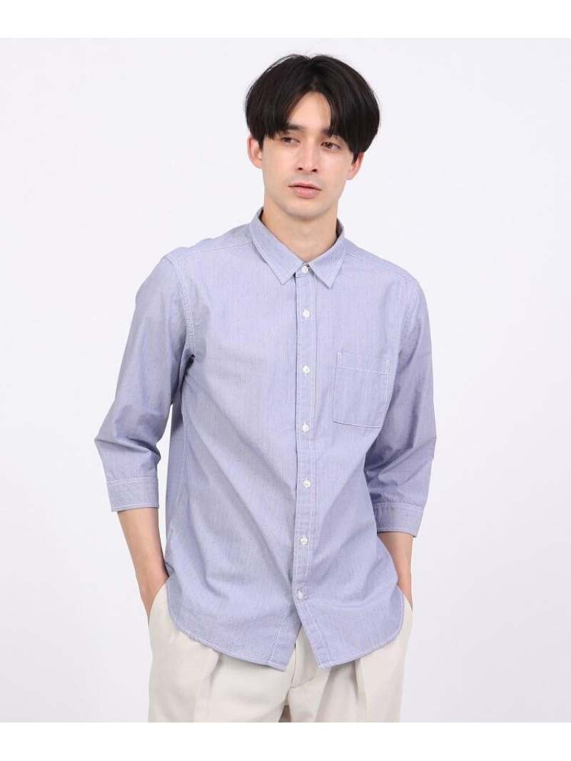 【SALE／45%OFF】tk.TAKEO KIKUCHI 刺し子ドット7分袖シャツ ティーケータケオキクチ シャツ/ブラウス シャツ/ブラウスその他 ホワイト ブルー【送料無料】