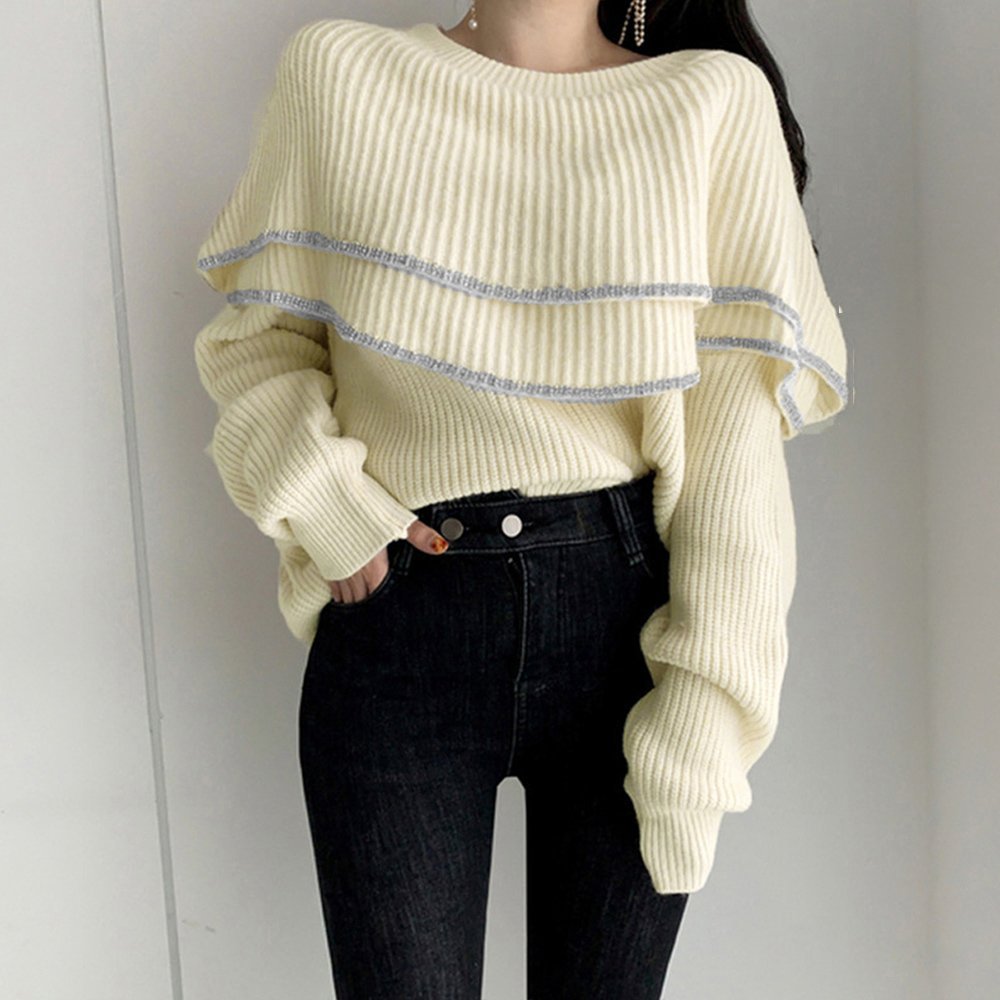 【SALE／38%OFF】miniministore フリル ニットトップス レディース ミニミニストア トップス ニット ホワイト ブラック【送料無料】のサムネイル