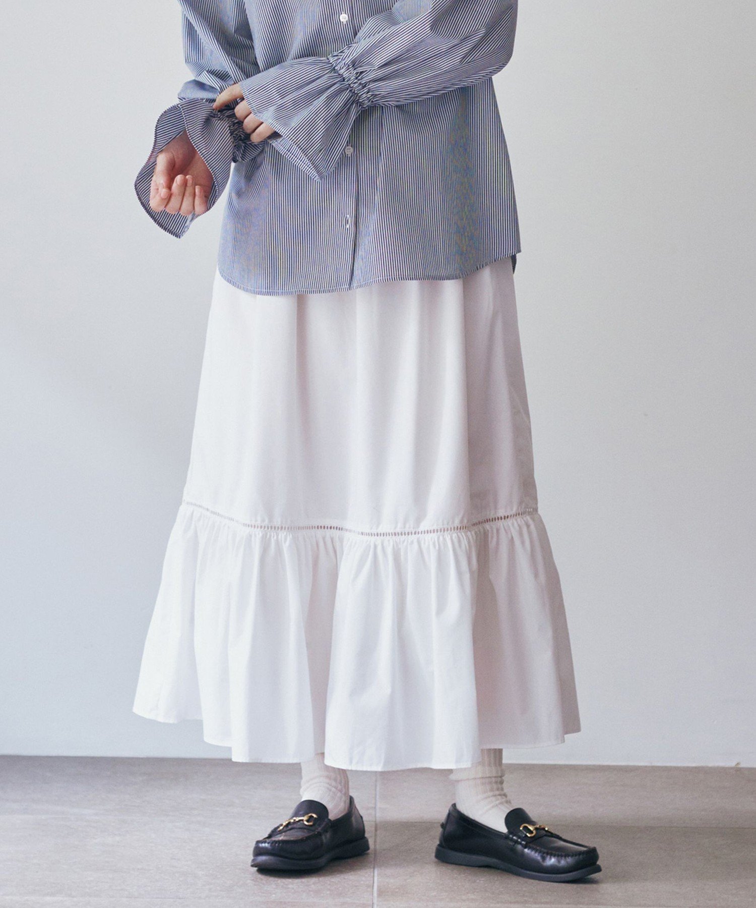 Afternoon Tea ギャザースカート/雑誌LEE アフタヌーンティー・リビング パンツ その他のパンツ ホワイト ブラック【送料無料】のサムネイル